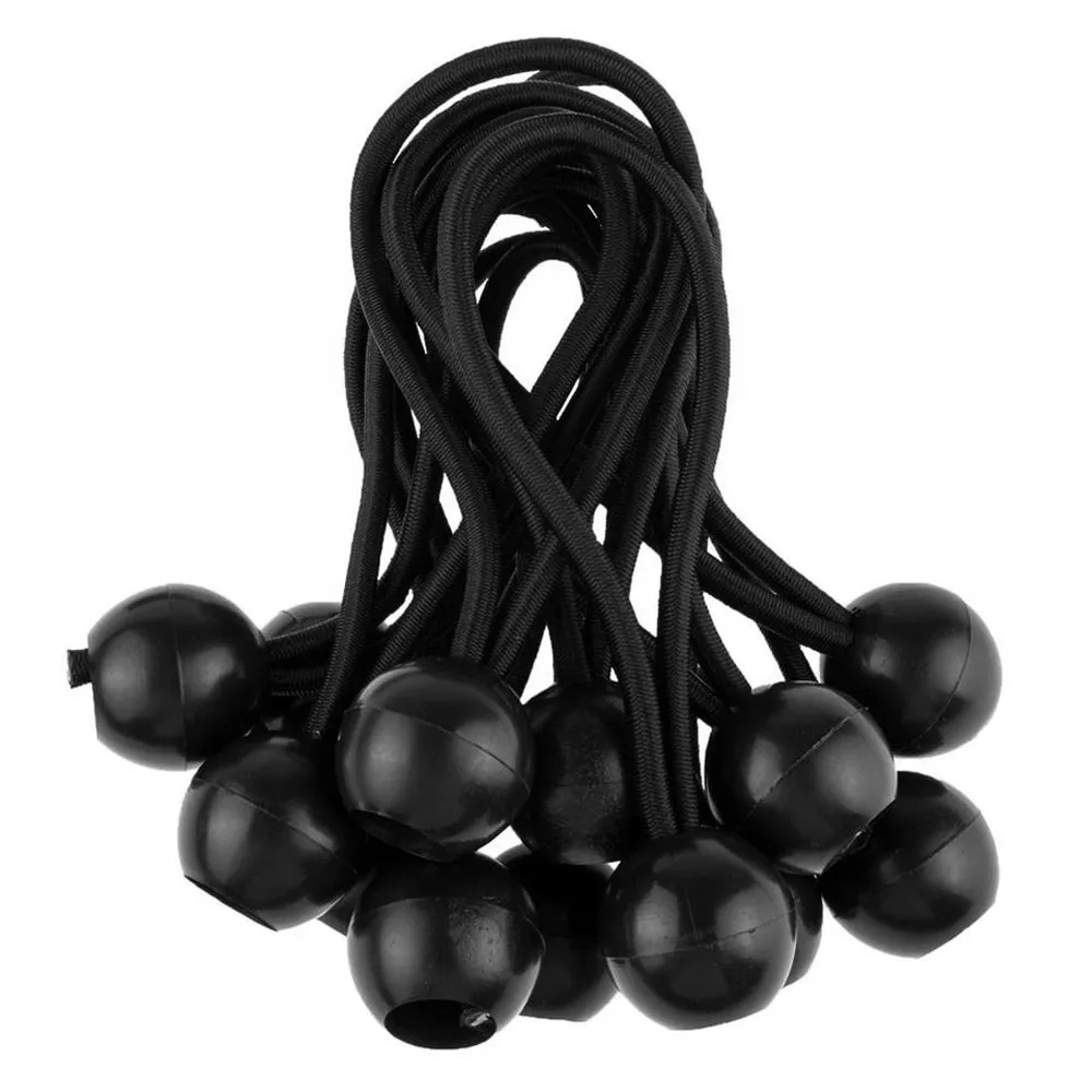 (100) 6" Heavy Duty Black Ball Bungee Cord Tarp Tie Down Strap Bungi Canopy Tent