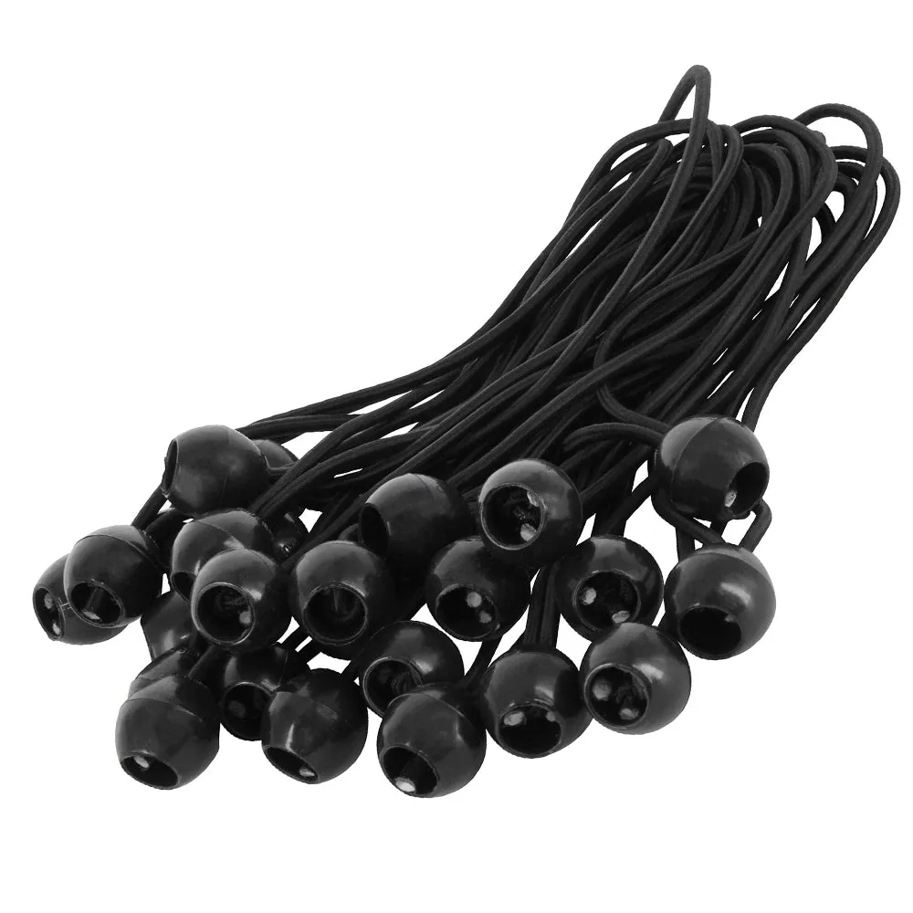(100) 6" Heavy Duty Black Ball Bungee Cord Tarp Tie Down Strap Bungi Canopy Tent