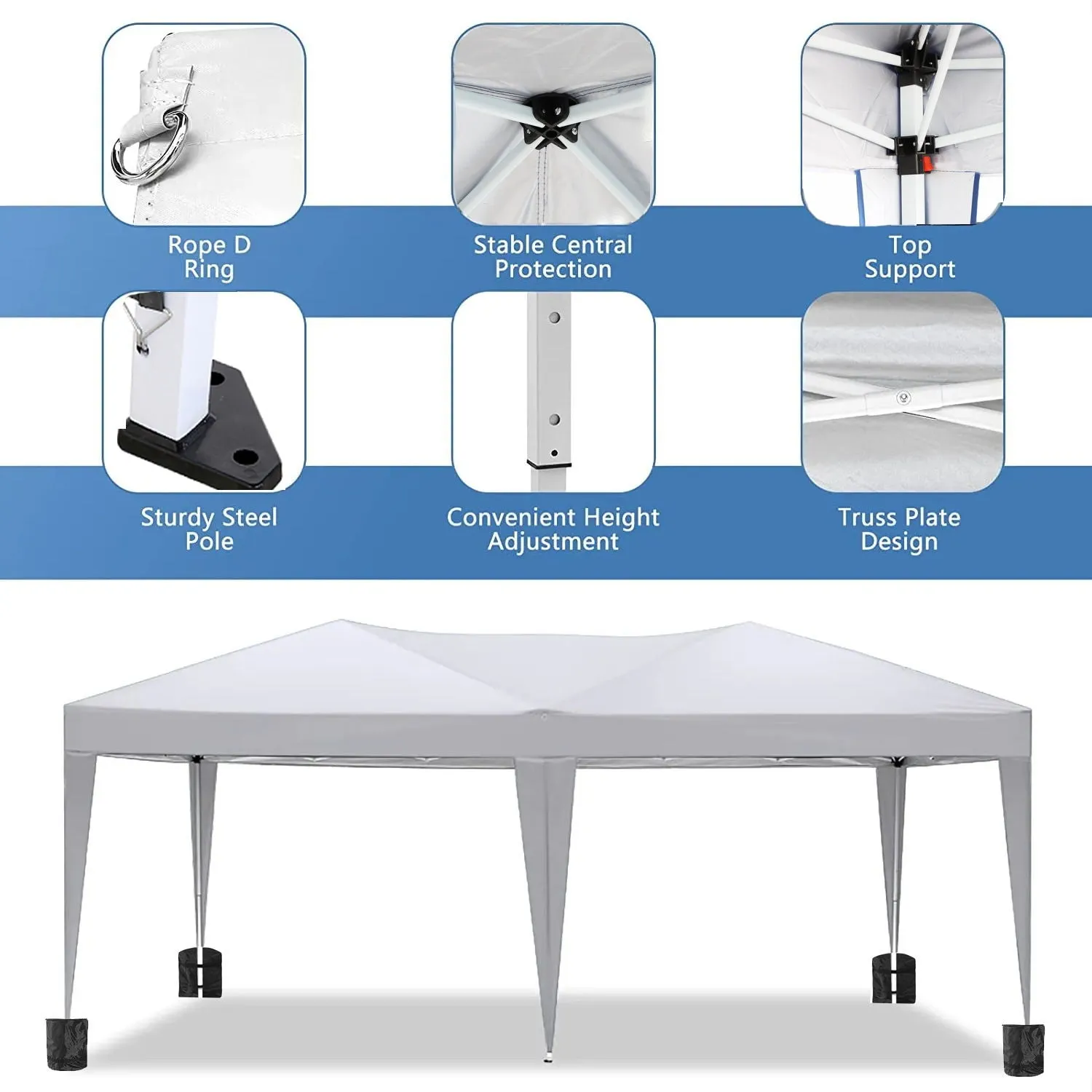 10'X20' Folding Canopy With 6 Removable Sidewalls Outdoor Event Shelter UPF 50  Gazebo Portable Tents For Parties Beach Camping Wedding Ez Pop Up Canopy by Couch.com