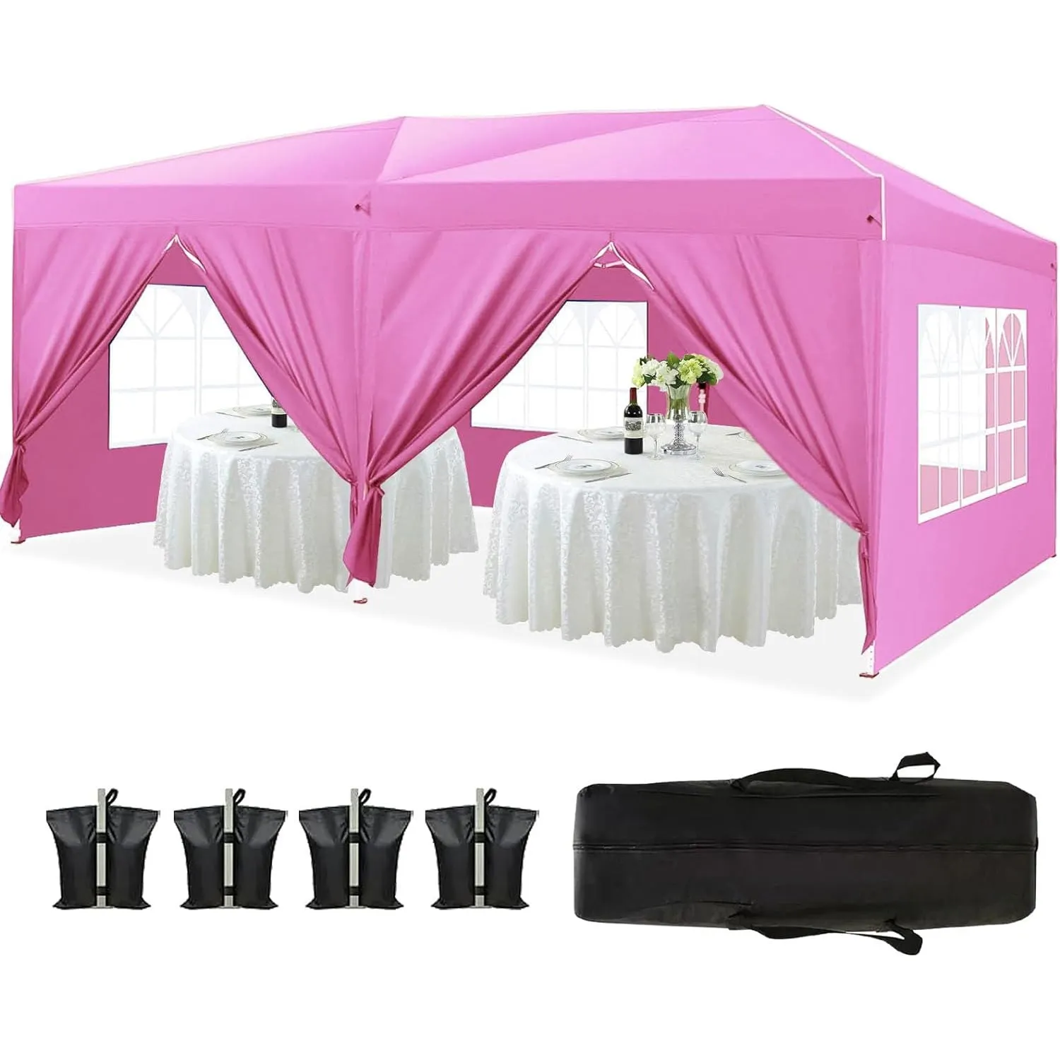 10'X20' Folding Canopy With 6 Removable Sidewalls Outdoor Event Shelter UPF 50  Gazebo Portable Tents For Parties Beach Camping Wedding Ez Pop Up Canopy by Couch.com