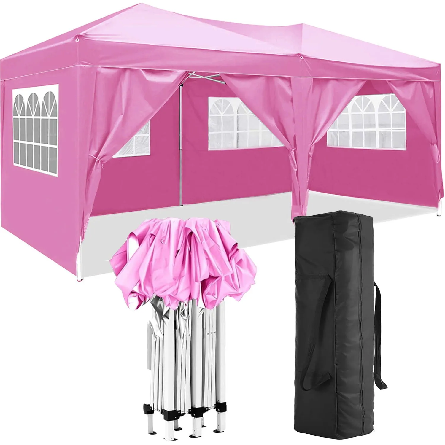 10'X20' Folding Canopy With 6 Removable Sidewalls Outdoor Event Shelter UPF 50  Gazebo Portable Tents For Parties Beach Camping Wedding Ez Pop Up Canopy by Couch.com