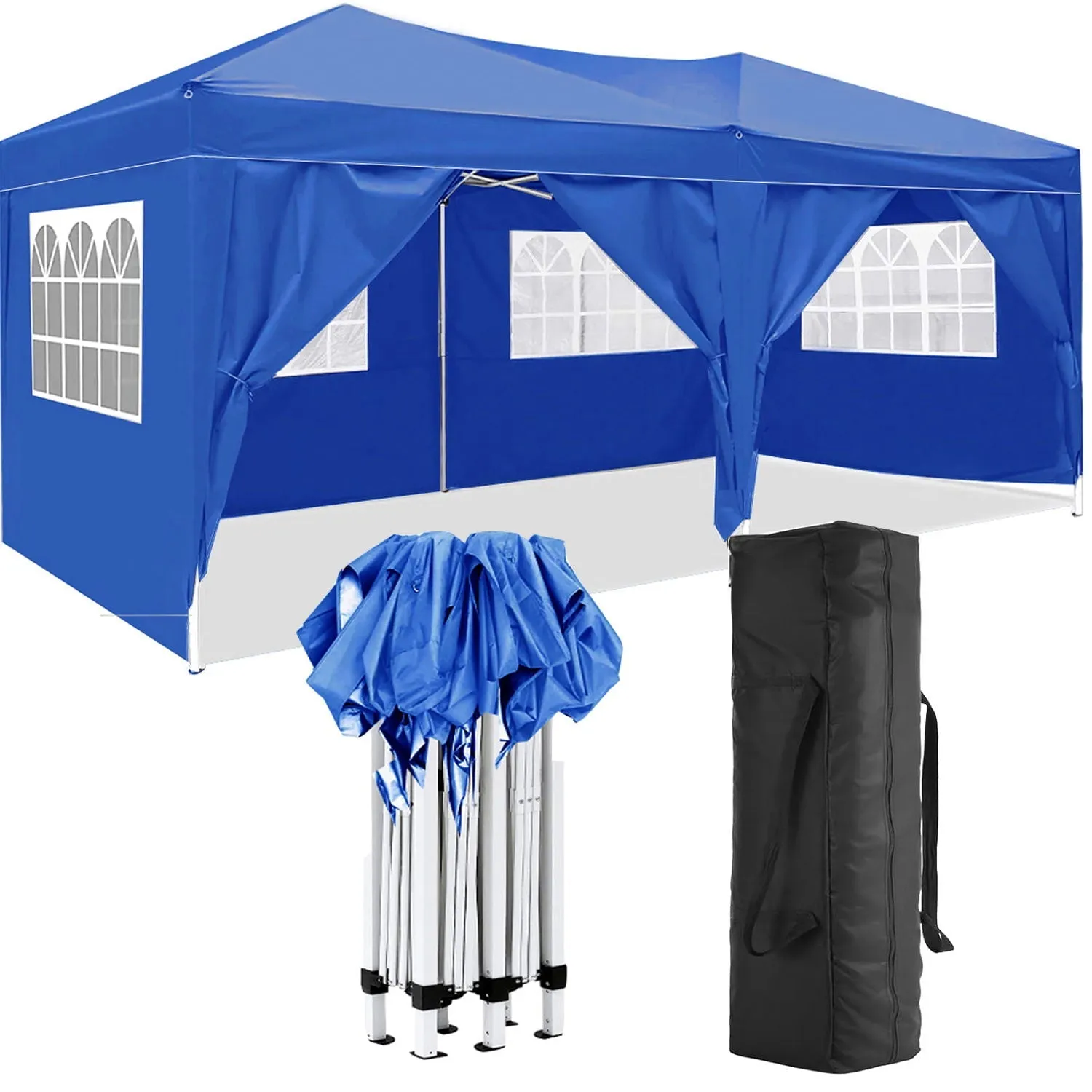 10'X20' Folding Canopy With 6 Removable Sidewalls Outdoor Event Shelter UPF 50  Gazebo Portable Tents For Parties Beach Camping Wedding Ez Pop Up Canopy by Couch.com