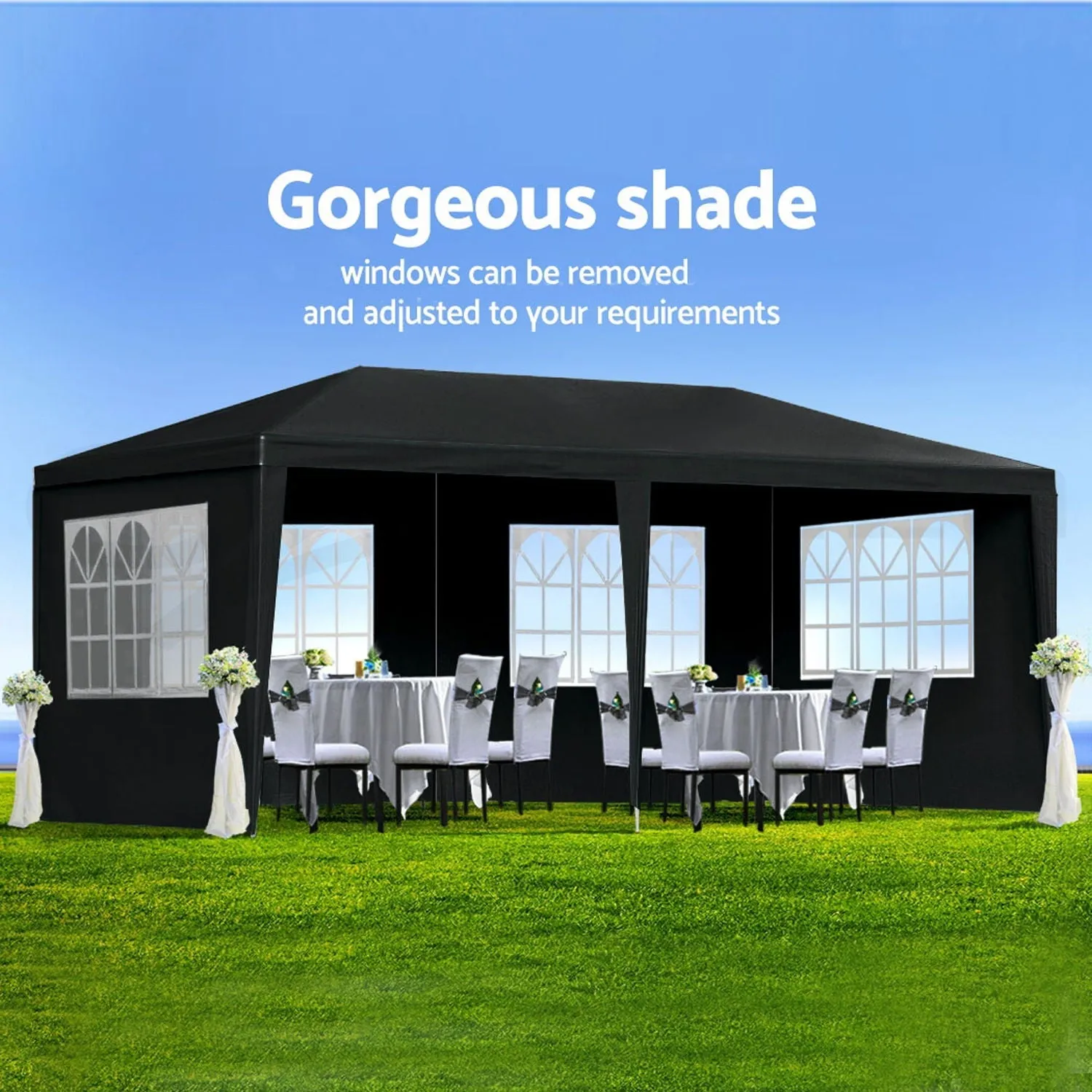 10'X20' Folding Canopy With 6 Removable Sidewalls Outdoor Event Shelter UPF 50  Gazebo Portable Tents For Parties Beach Camping Wedding Ez Pop Up Canopy by Couch.com