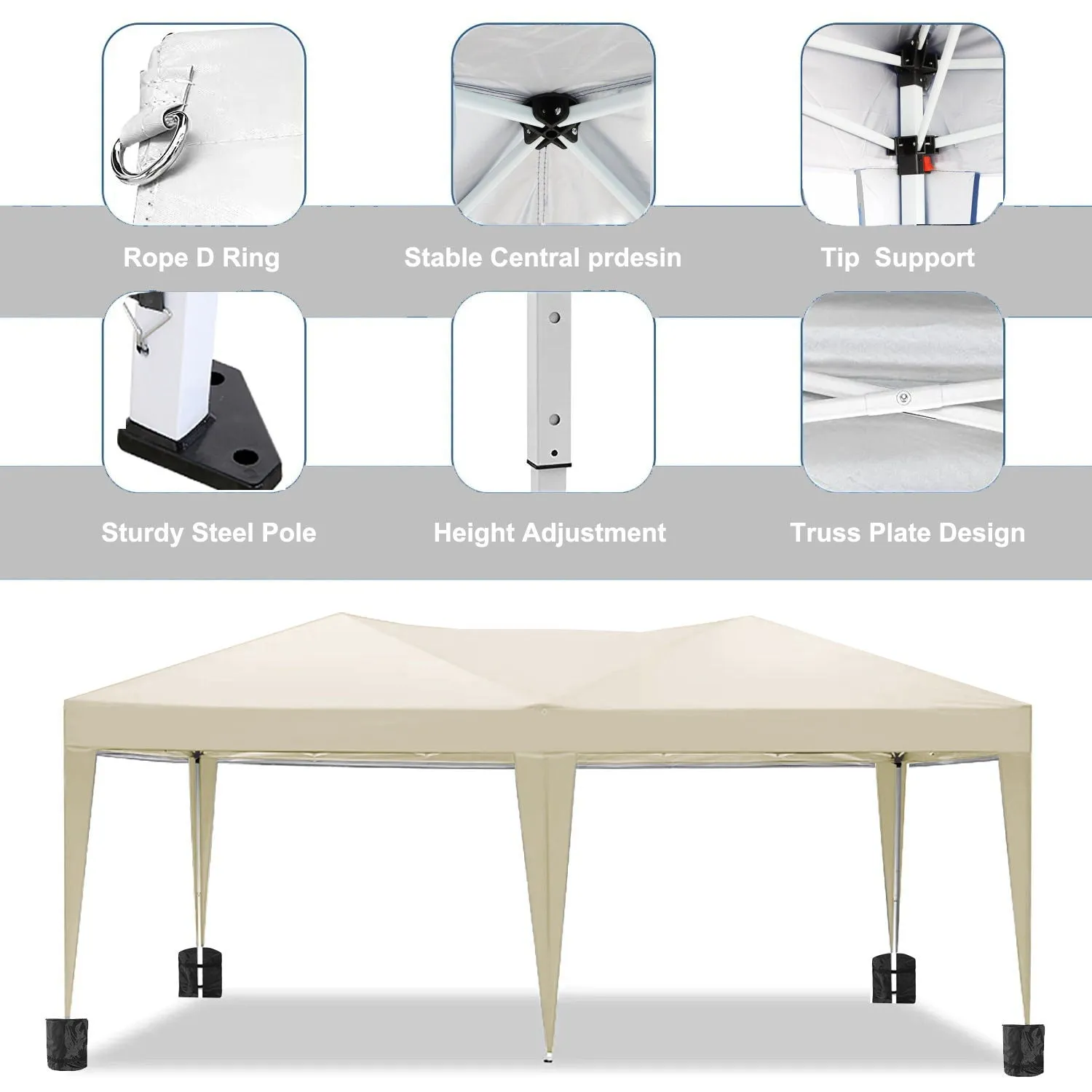 10'X20' Folding Canopy With 6 Removable Sidewalls Outdoor Event Shelter UPF 50  Gazebo Portable Tents For Parties Beach Camping Wedding Ez Pop Up Canopy by Couch.com