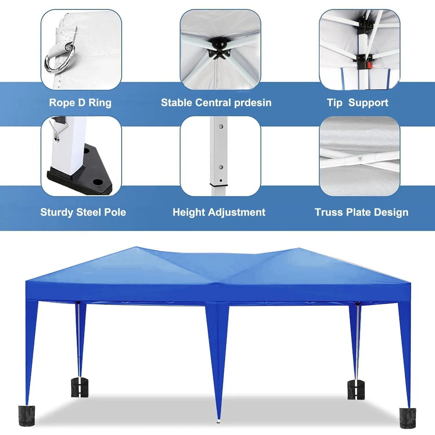 10'X20' Folding Canopy With 6 Removable Sidewalls Outdoor Event Shelter UPF 50  Gazebo Portable Tents For Parties Beach Camping Wedding Ez Pop Up Canopy by Couch.com
