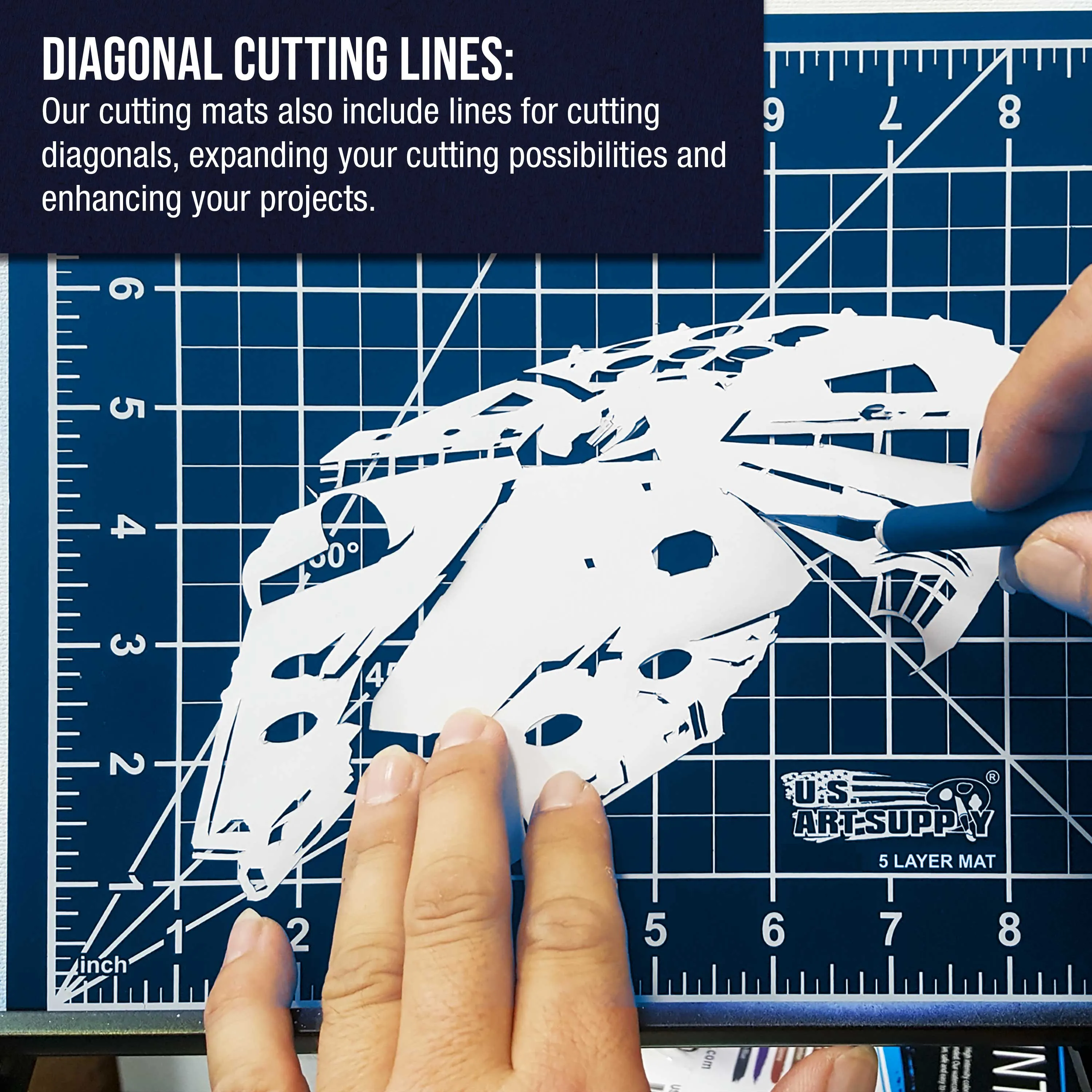 12" x 18" White/Blue Professional Self Healing 5-6 Layer Double Sided Durable Non-Slip Cutting Mat - Pack of 2