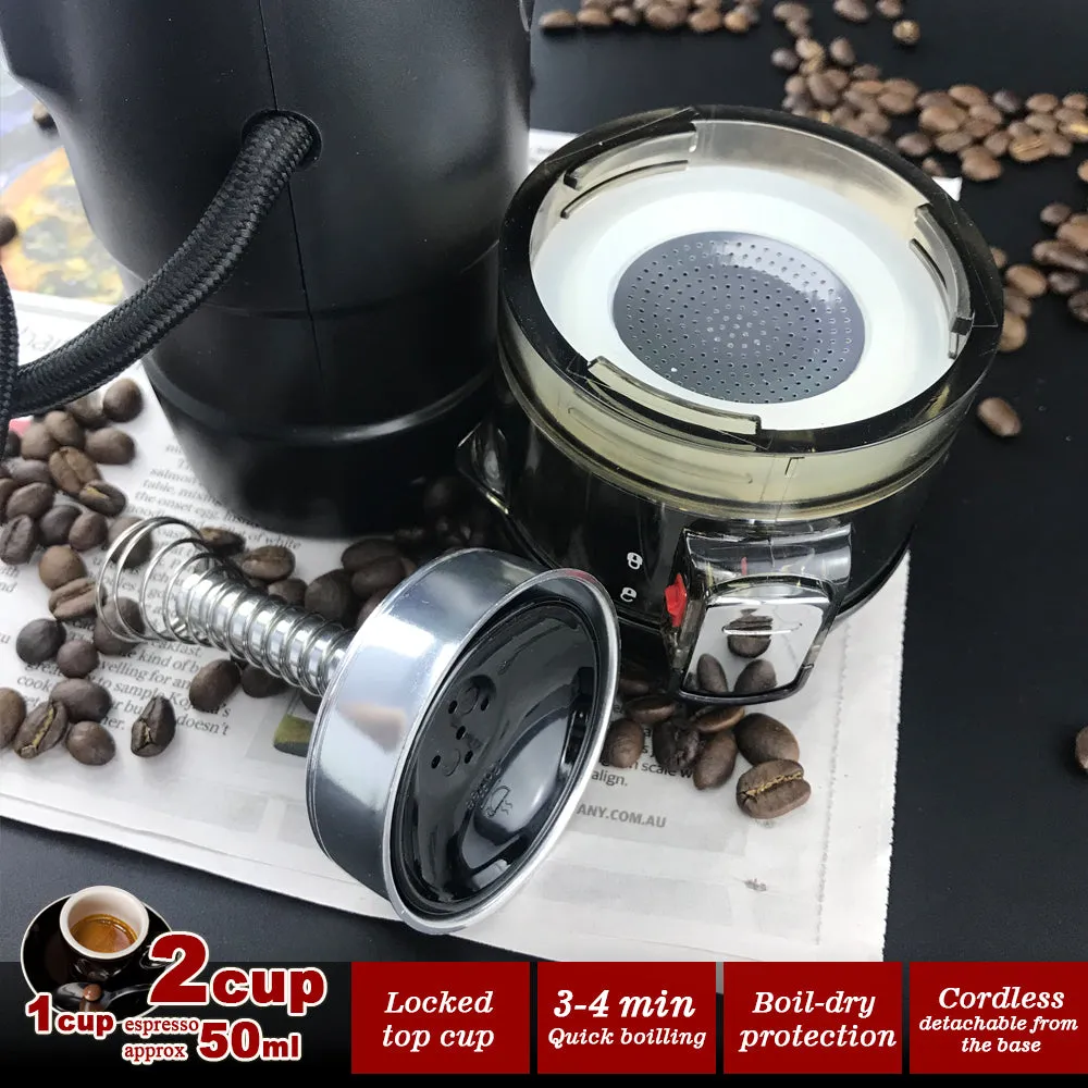 12V Car Espresso Moka Coffee Maker Set | Espresso in Car | 2 Cups Included