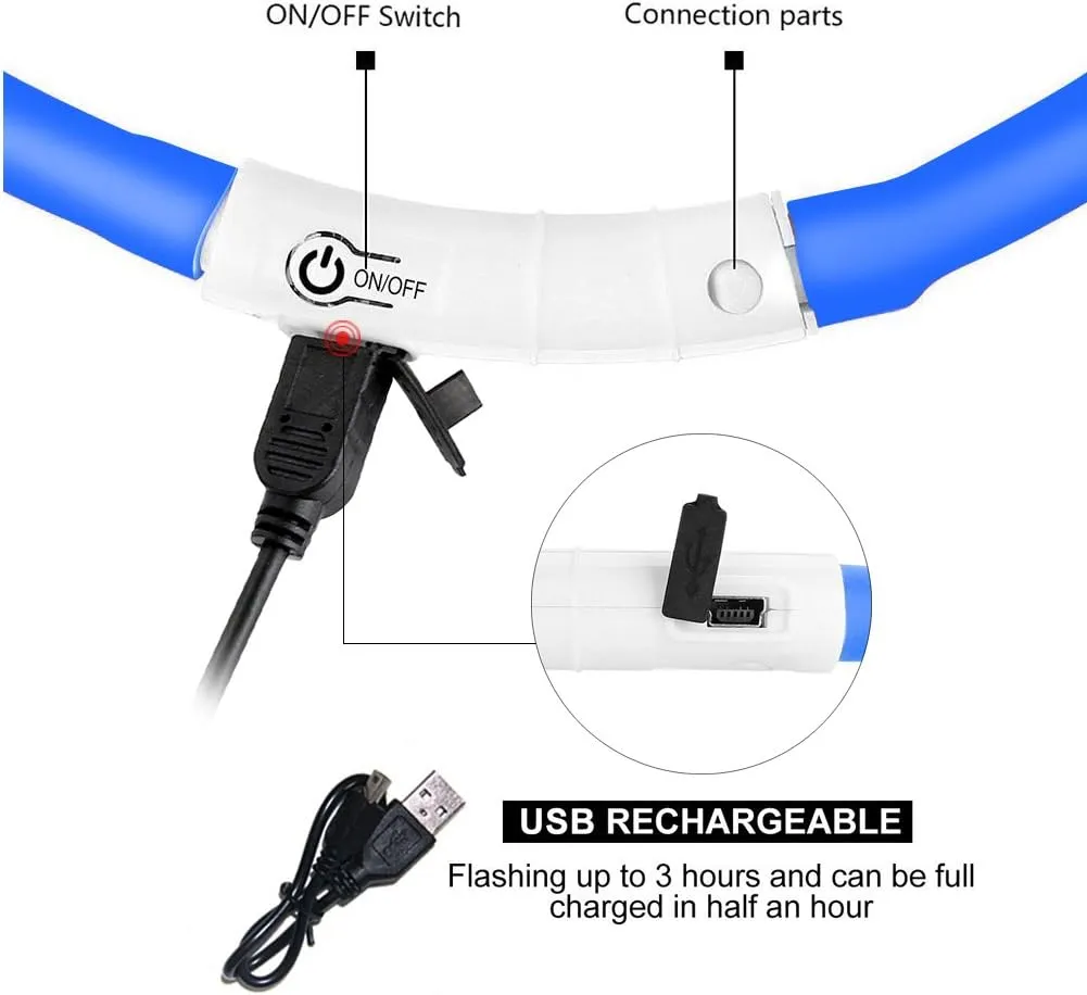 2 Pack Light Up Dog Collar for Night Walking, Rechargeable Glowing Dog Collars with 1640 Feet of Visibility - Brightest LED Dog Collar Light, 3 Flashing Modes, Keeps Your Pets Safe in The Dark