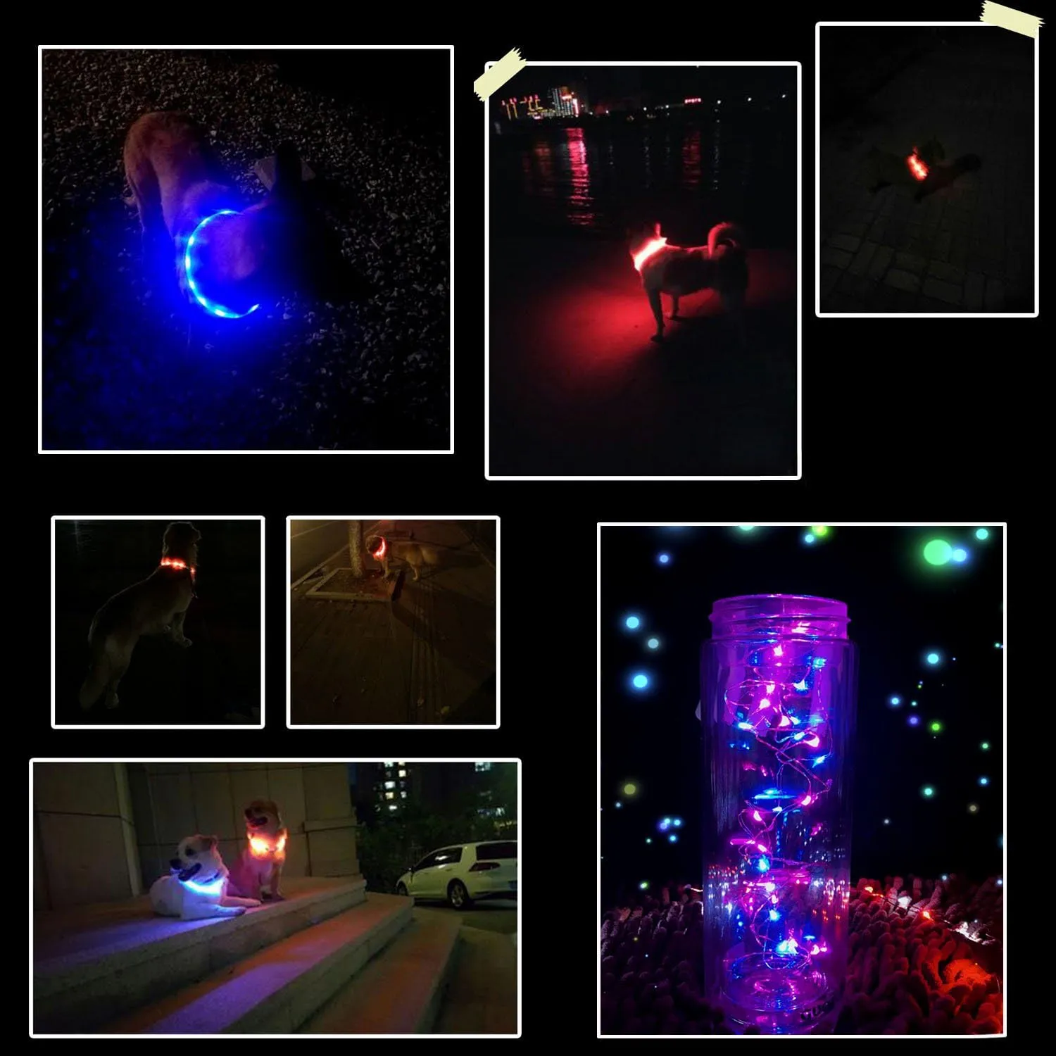 2 Pack Light Up Dog Collar for Night Walking, Rechargeable Glowing Dog Collars with 1640 Feet of Visibility - Brightest LED Dog Collar Light, 3 Flashing Modes, Keeps Your Pets Safe in The Dark