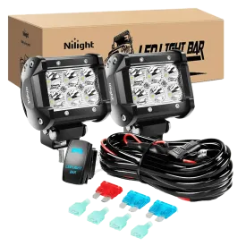 4 Inch 18W Double Row Spot LED Pods (Pair) | 12FT Wire 5Pin Switch