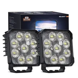 4 Inch 27W 3370LM Square Flood Built-in EMC LED Work Lights (Pair)