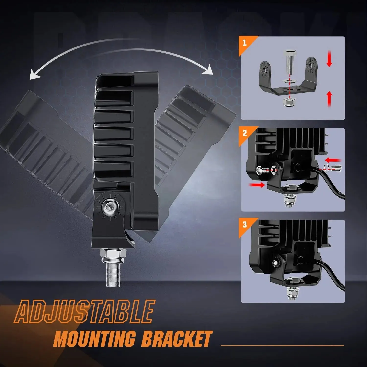 4 Inch 27W 3370LM Square Flood Built-in EMC LED Work Lights (Pair)