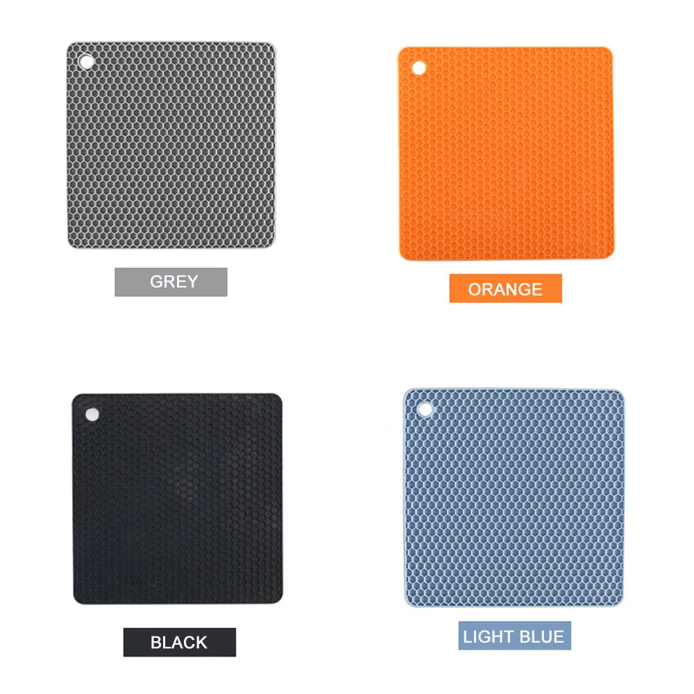 4-Pack Multi-Purpose Silicone Insulation Mat | Heat-Resistant Dishes Pads (Light Blue)