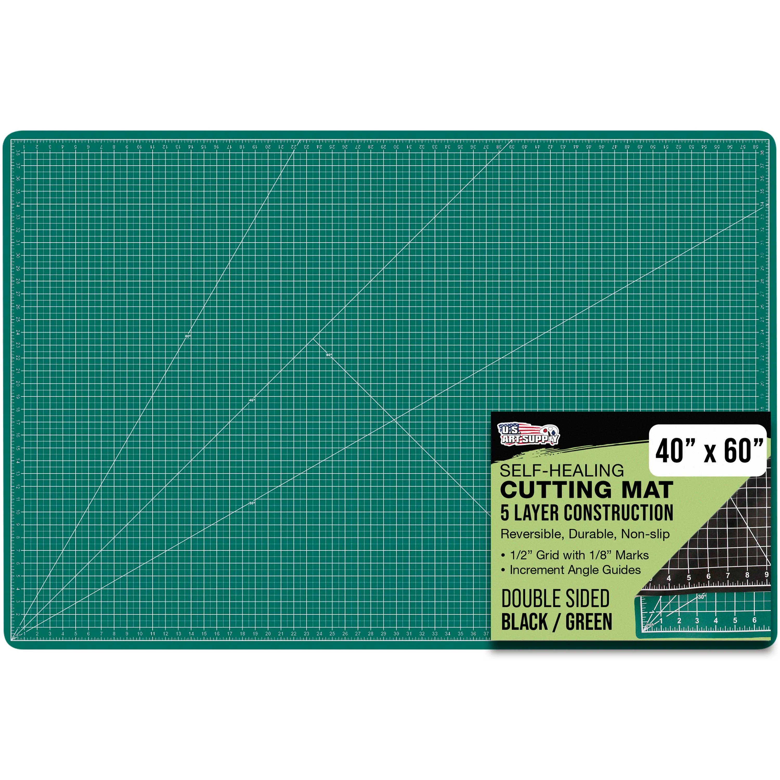 40" x 60" Green/Black Professional Self Healing 5-Ply Double Sided Durable Non-Slip Cutting Mat Great for Scrapbooking Quilting Sewing Arts Crafts