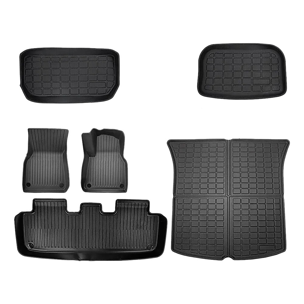 6 piece Tesla Model Y Floor Mats for Front and Rear | Trunk Front Passenger and Driver Side