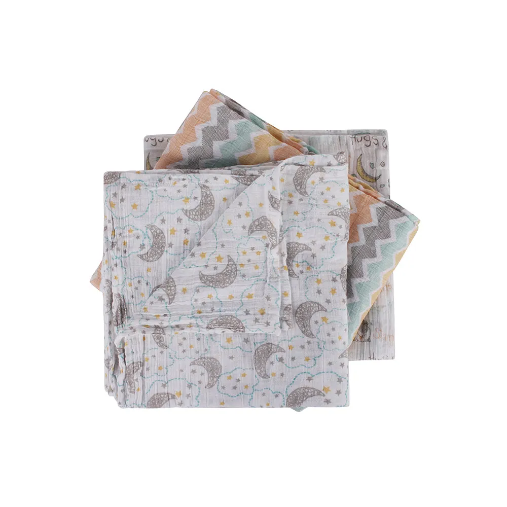 Abracadabra Cotton Muslin Swaddle for Newborns Pack of 3 (Sleepy Friends) - Pastel Multicolor