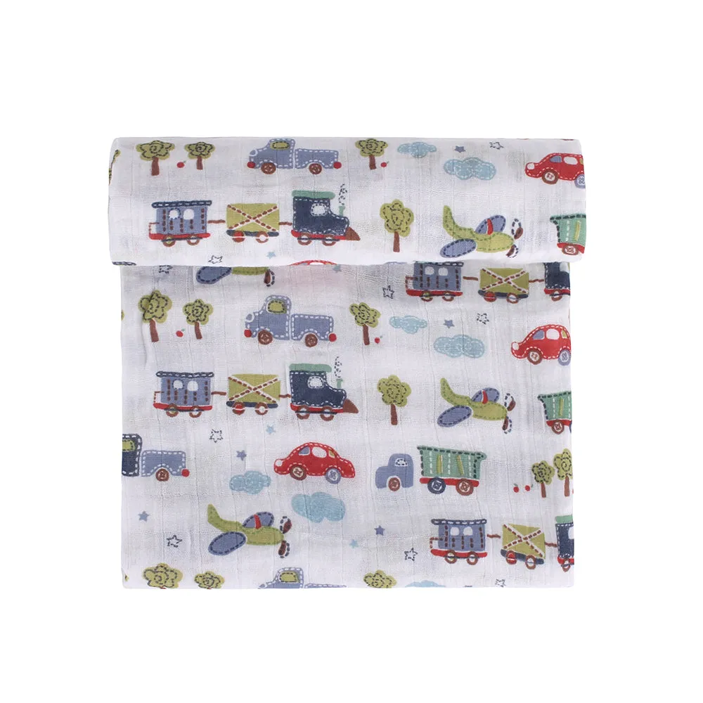 Abracadabra Cotton Muslin Swaddle For Newborns Pack of 3 (Transport) - Blue