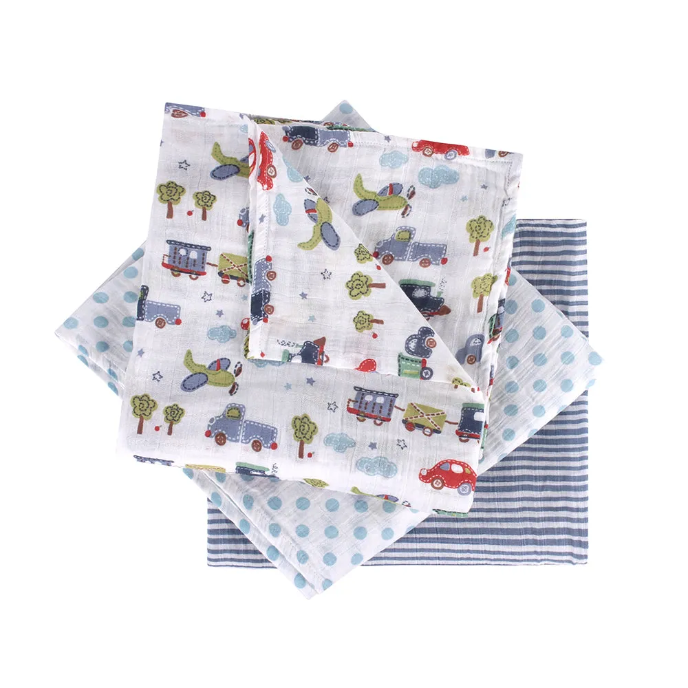 Abracadabra Cotton Muslin Swaddle For Newborns Pack of 3 (Transport) - Blue