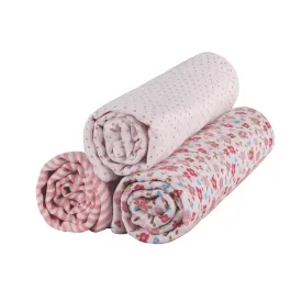 Abracadabra Cotton Muslin Swaddle For Newborns Pack of 3 (Vintage Floral) - Pink