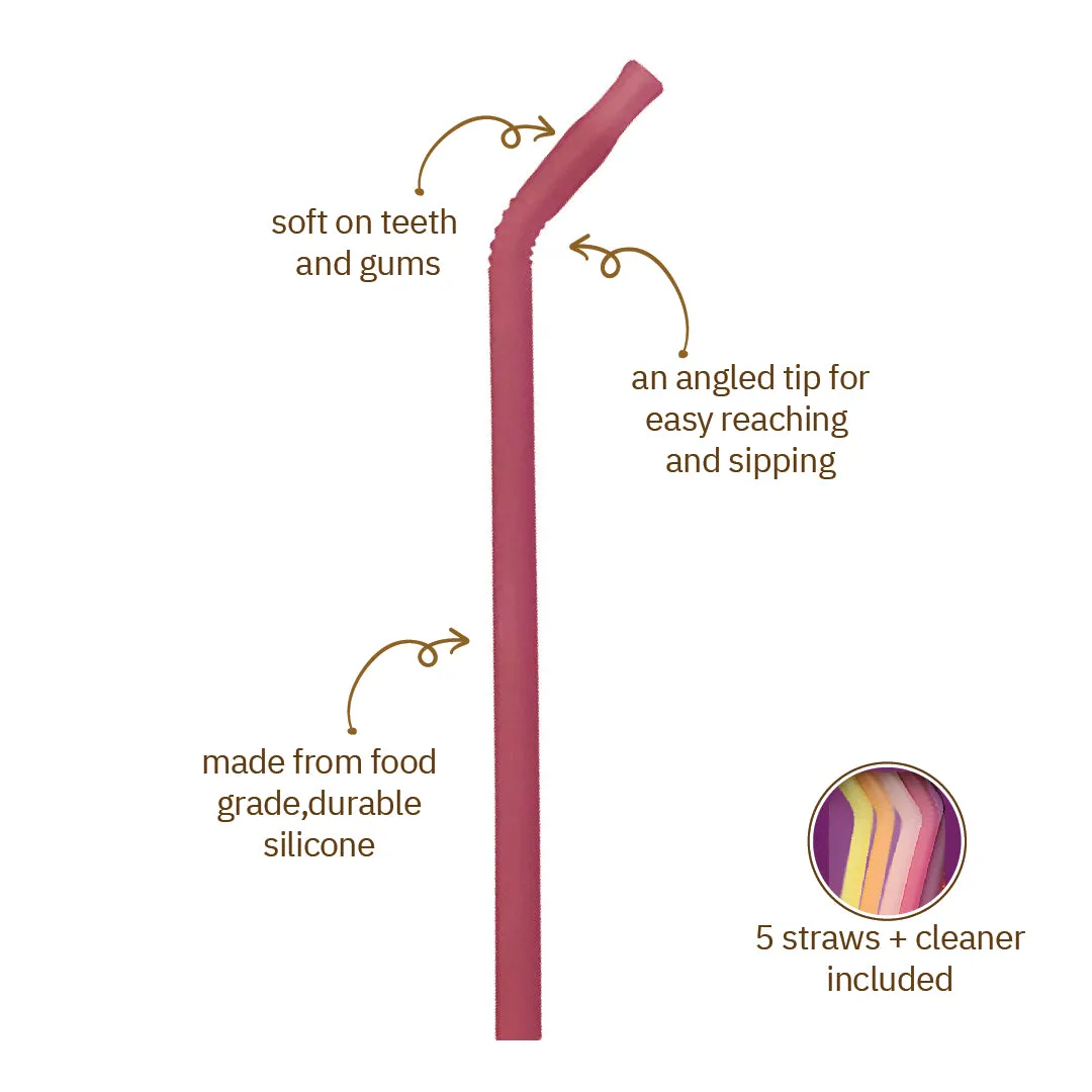 B.box Reusable Silicone Straw-Very Berry  Pack of 5