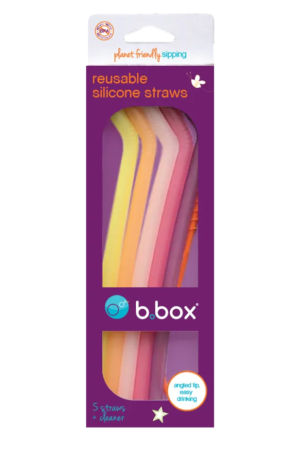 B.box Reusable Silicone Straw-Very Berry  Pack of 5