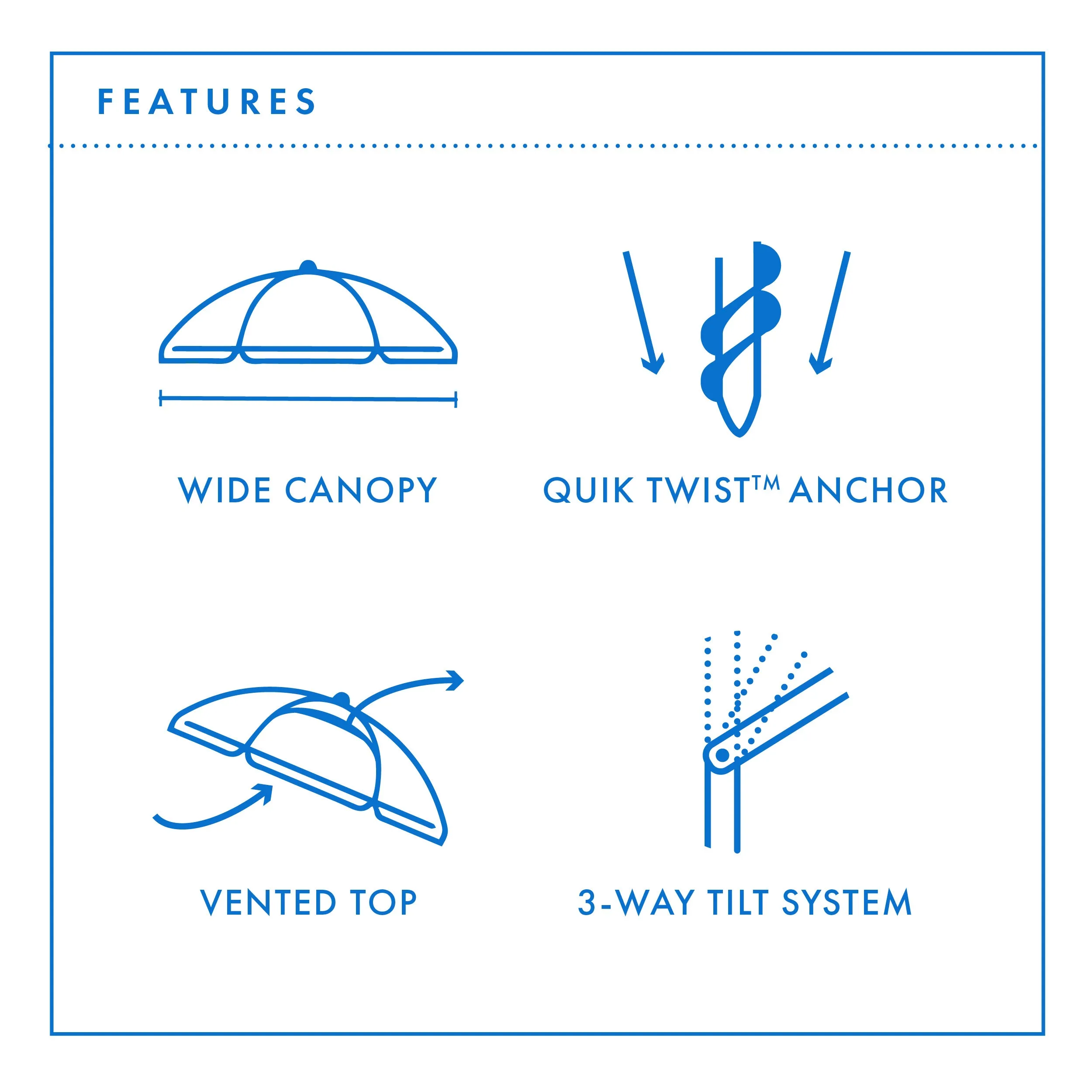 Beachcomber 210cm Beach Umbrella - Turquoise