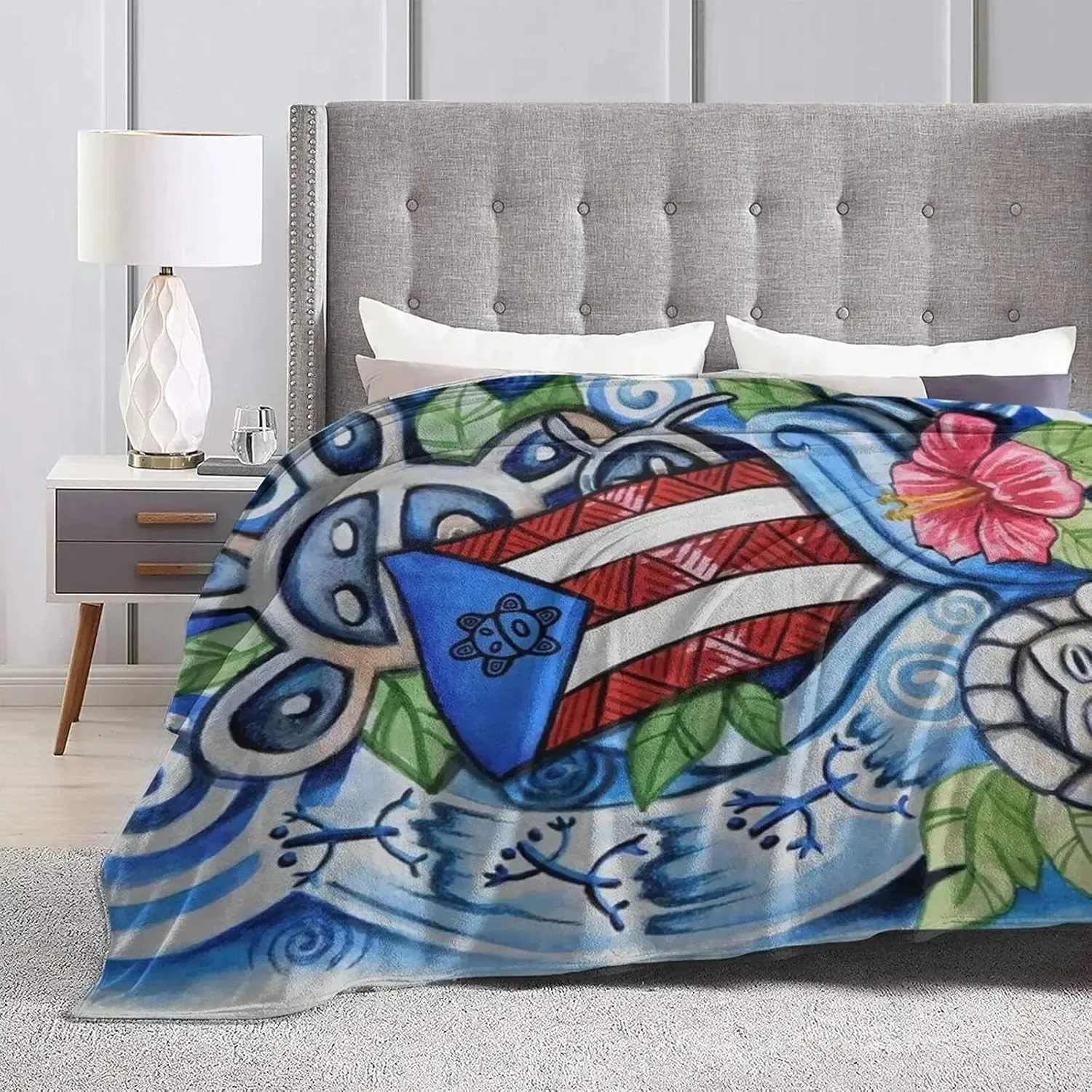 Boricua Puerto Rico Puerto Rican Flag Blanket,Flag Flannel Blankets,Lightweight Soft Cozy Unisex Bed Blanket 80"X60"