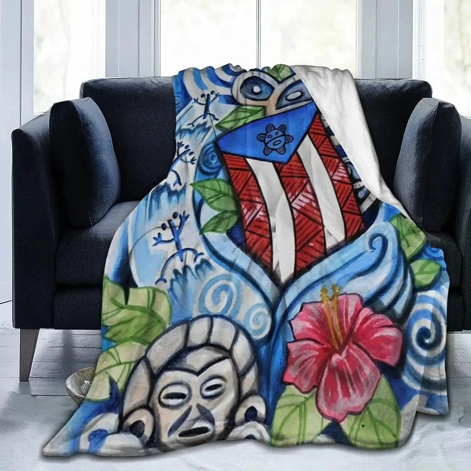 Boricua Puerto Rico Puerto Rican Flag Blanket,Flag Flannel Blankets,Lightweight Soft Cozy Unisex Bed Blanket 80"X60"