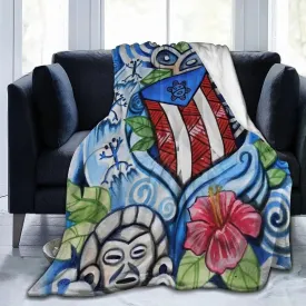 Boricua Puerto Rico Puerto Rican Flag Blanket,Flag Flannel Blankets,Lightweight Soft Cozy Unisex Bed Blanket 80"X60"