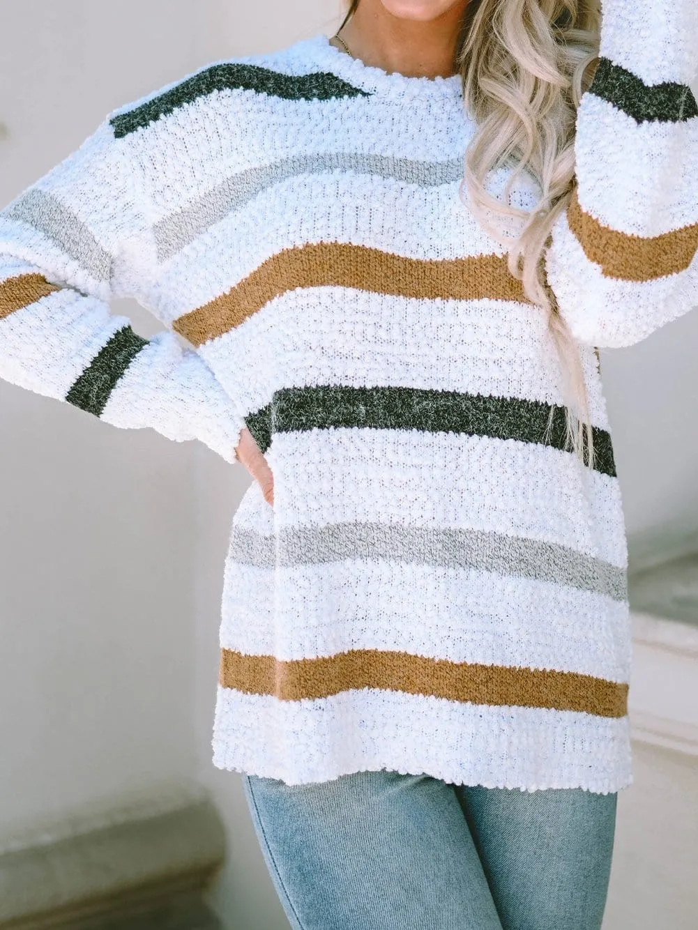 Casual Long Sleeve Striped Sweater