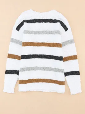 Casual Long Sleeve Striped Sweater
