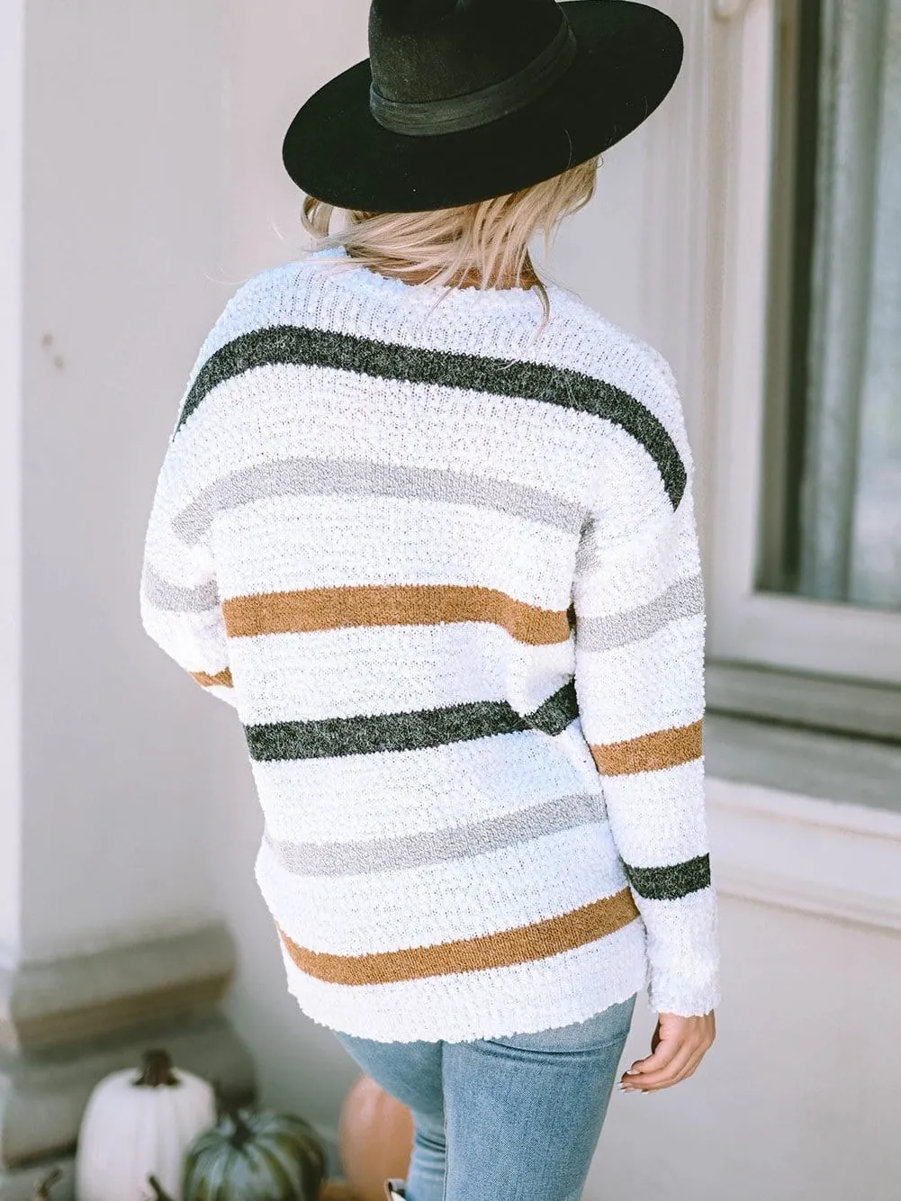 Casual Long Sleeve Striped Sweater