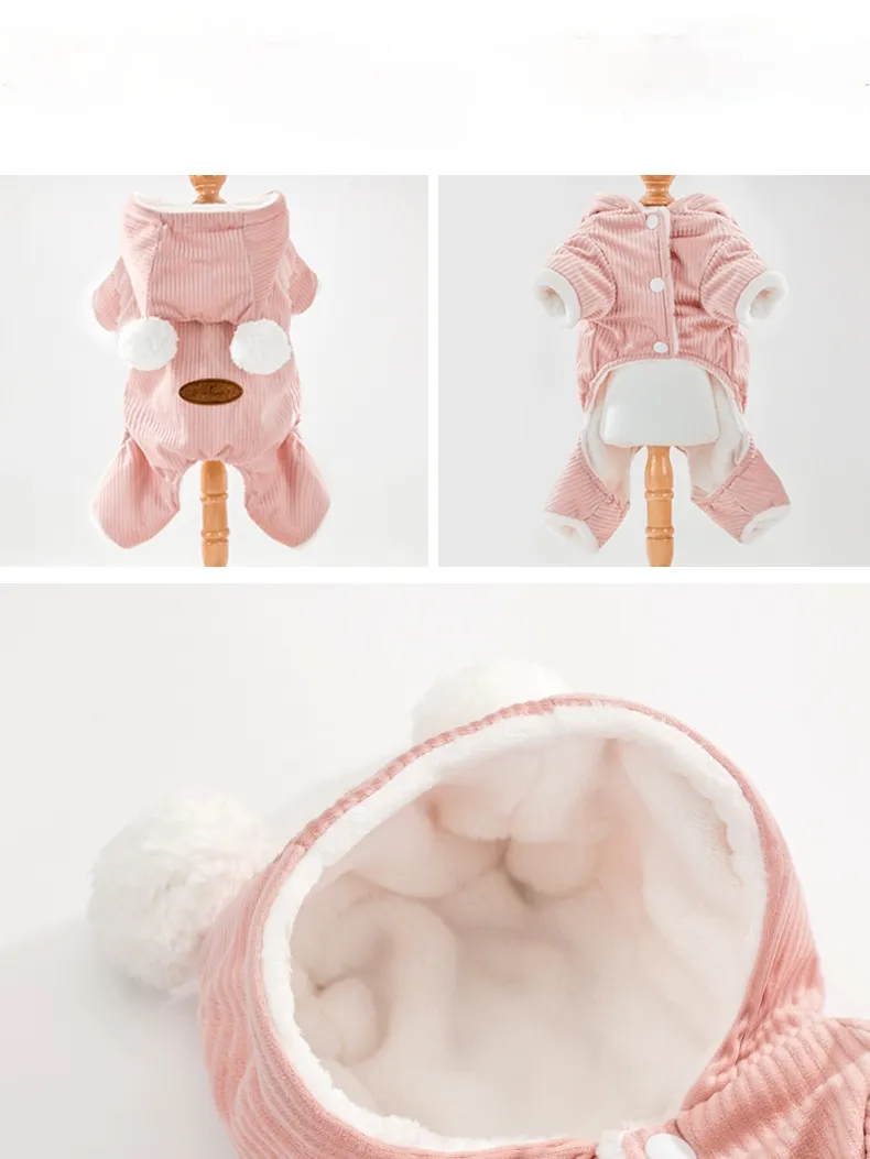 Cat Clothes Autumn and Winter Warm Pet Thickened Cotton-Padded Clothes Cute Pet Clothing
