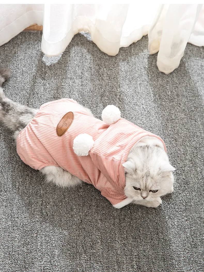 Cat Clothes Autumn and Winter Warm Pet Thickened Cotton-Padded Clothes Cute Pet Clothing