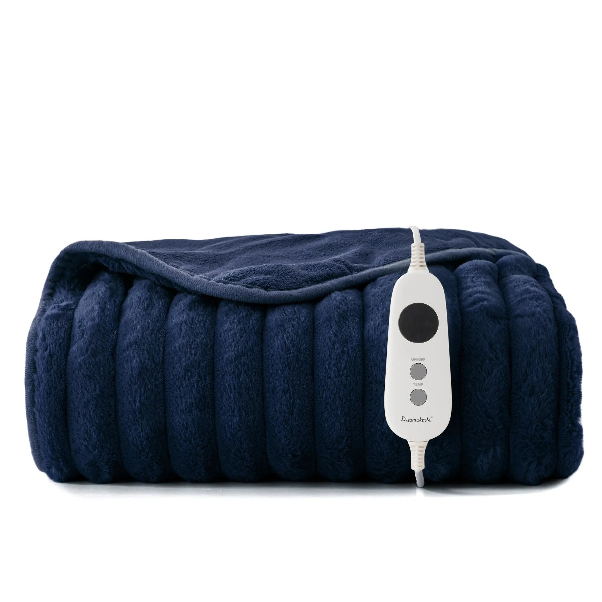 Chunky Embossed Fleece Heated Throw Midnight Blue