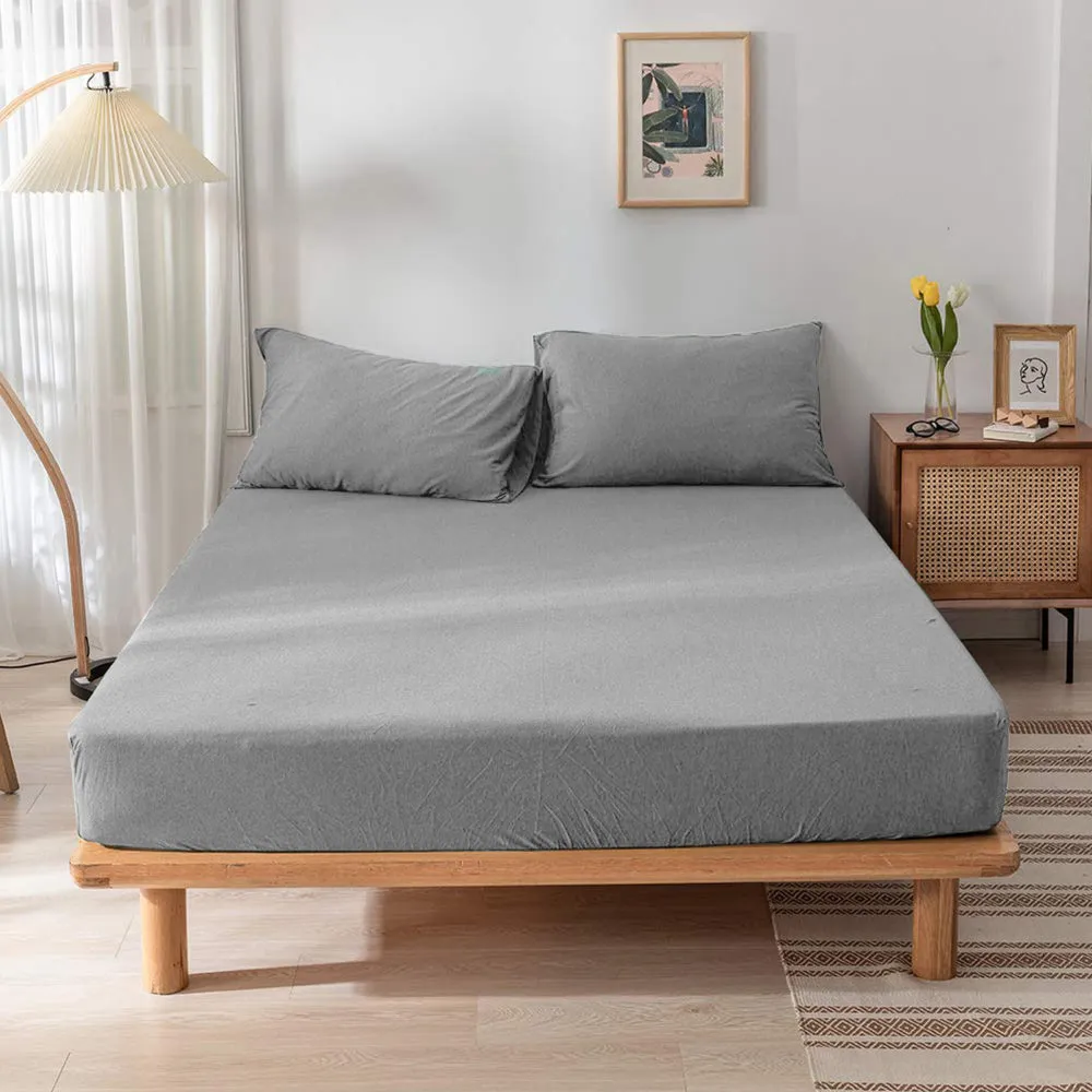 Cotton Home Jersey 1-piece Fitted Sheet Grey