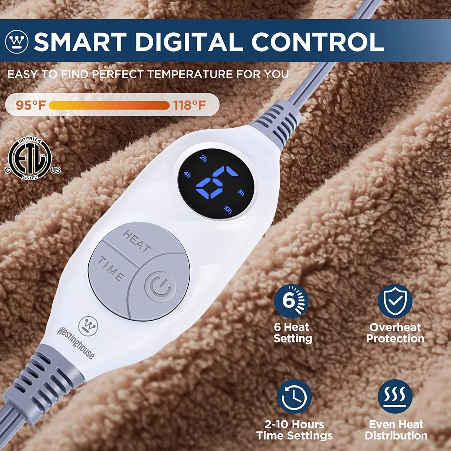 Electric Heated Throw Sherpa Camel