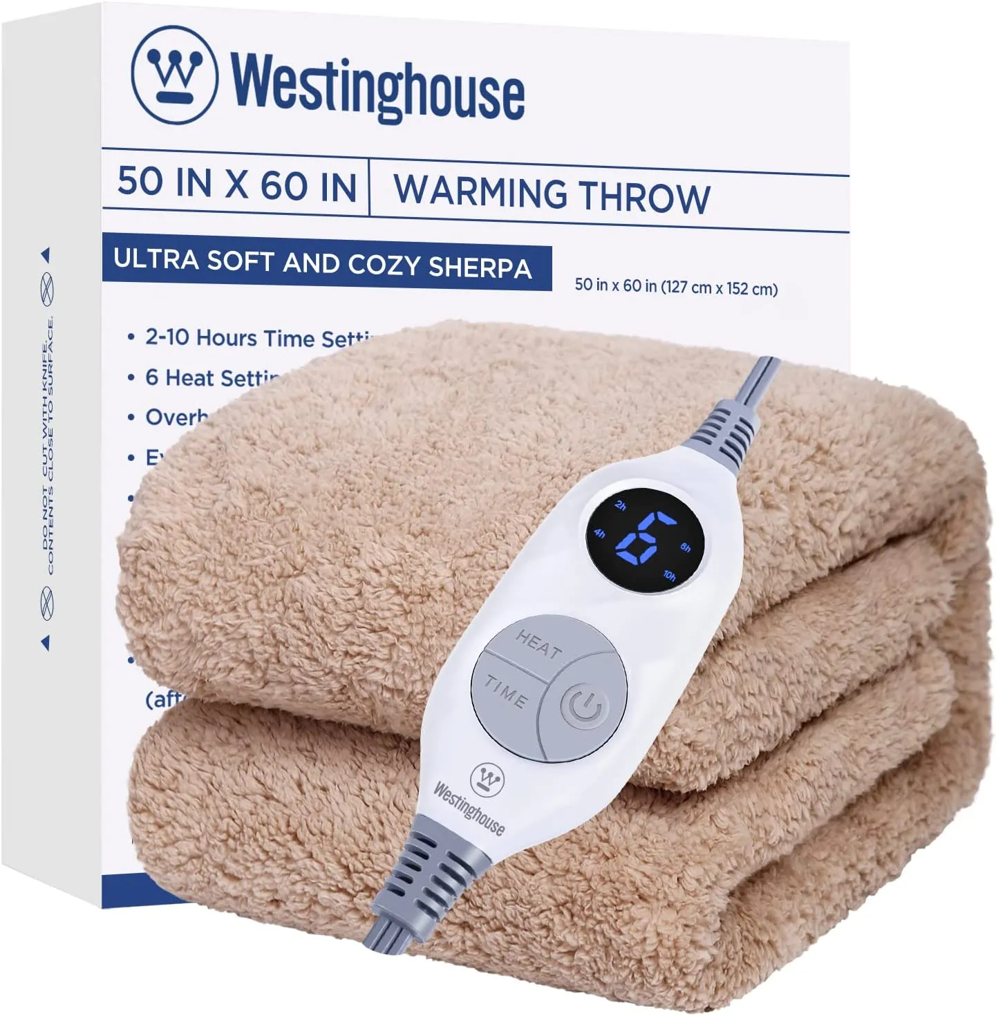 Electric Heated Throw Sherpa Camel