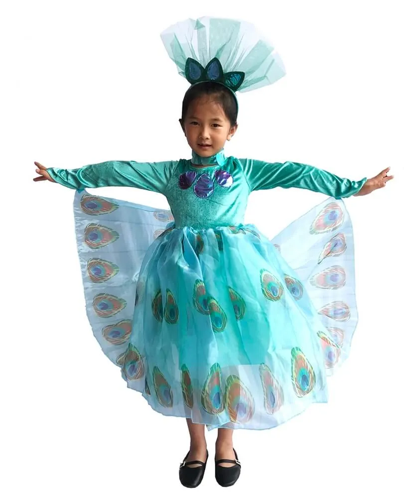 Fancy Peacock Costume Halloween Dress Up for Baby, Toddler, Little Girls