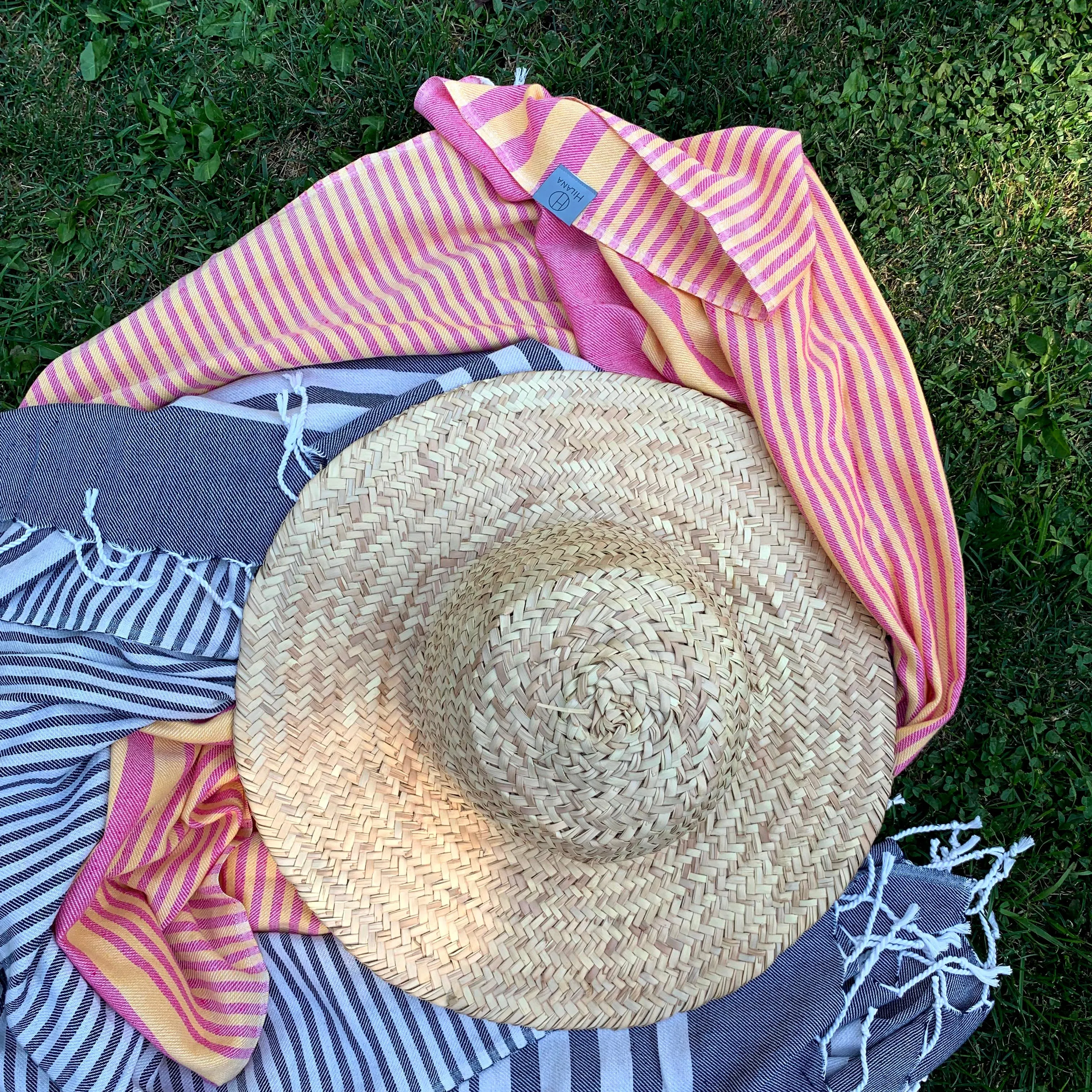 Fethiye Striped Blanket Throw - Blue by Hilana Upcycled Cotton