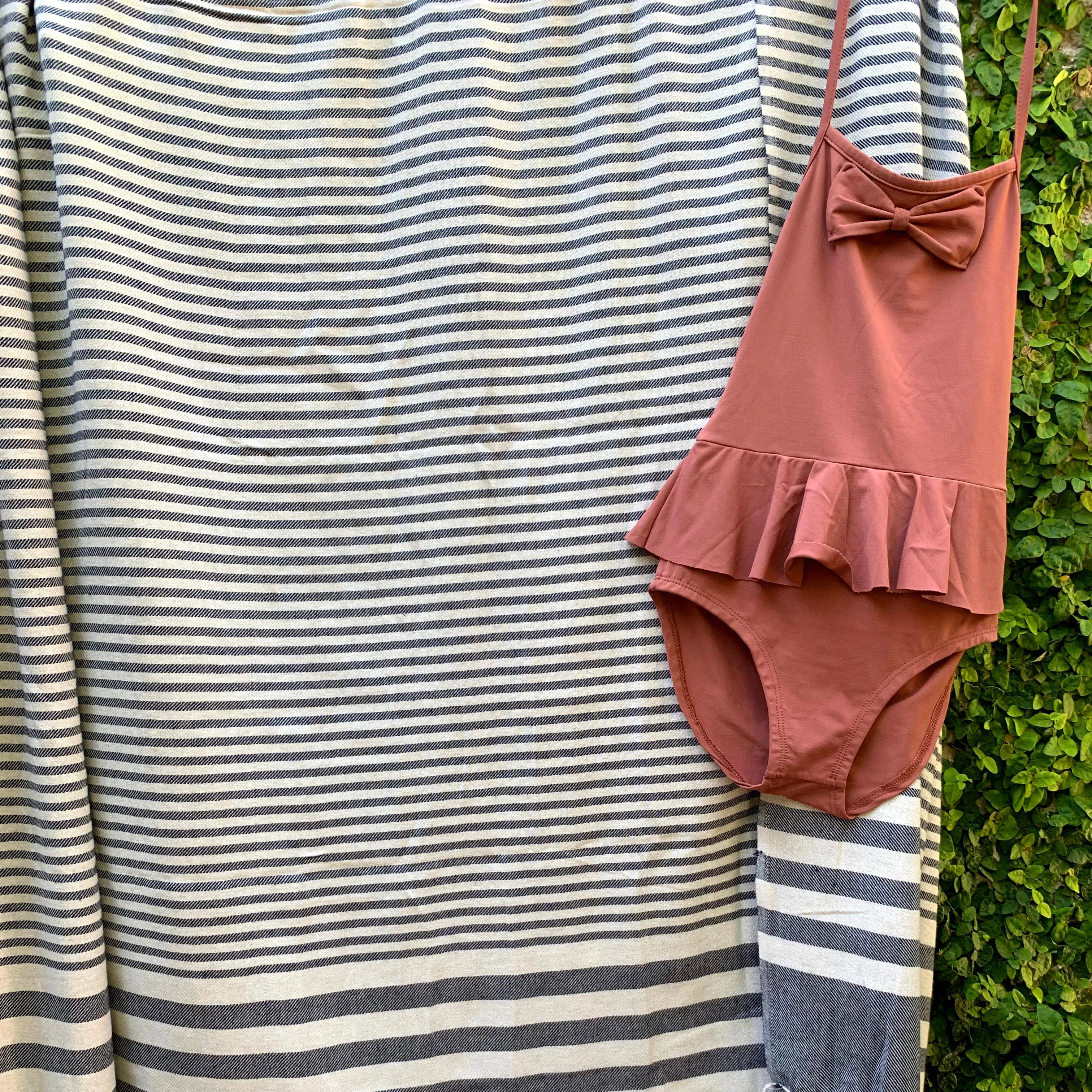 Fethiye Striped Blanket Throw - Blue by Hilana Upcycled Cotton