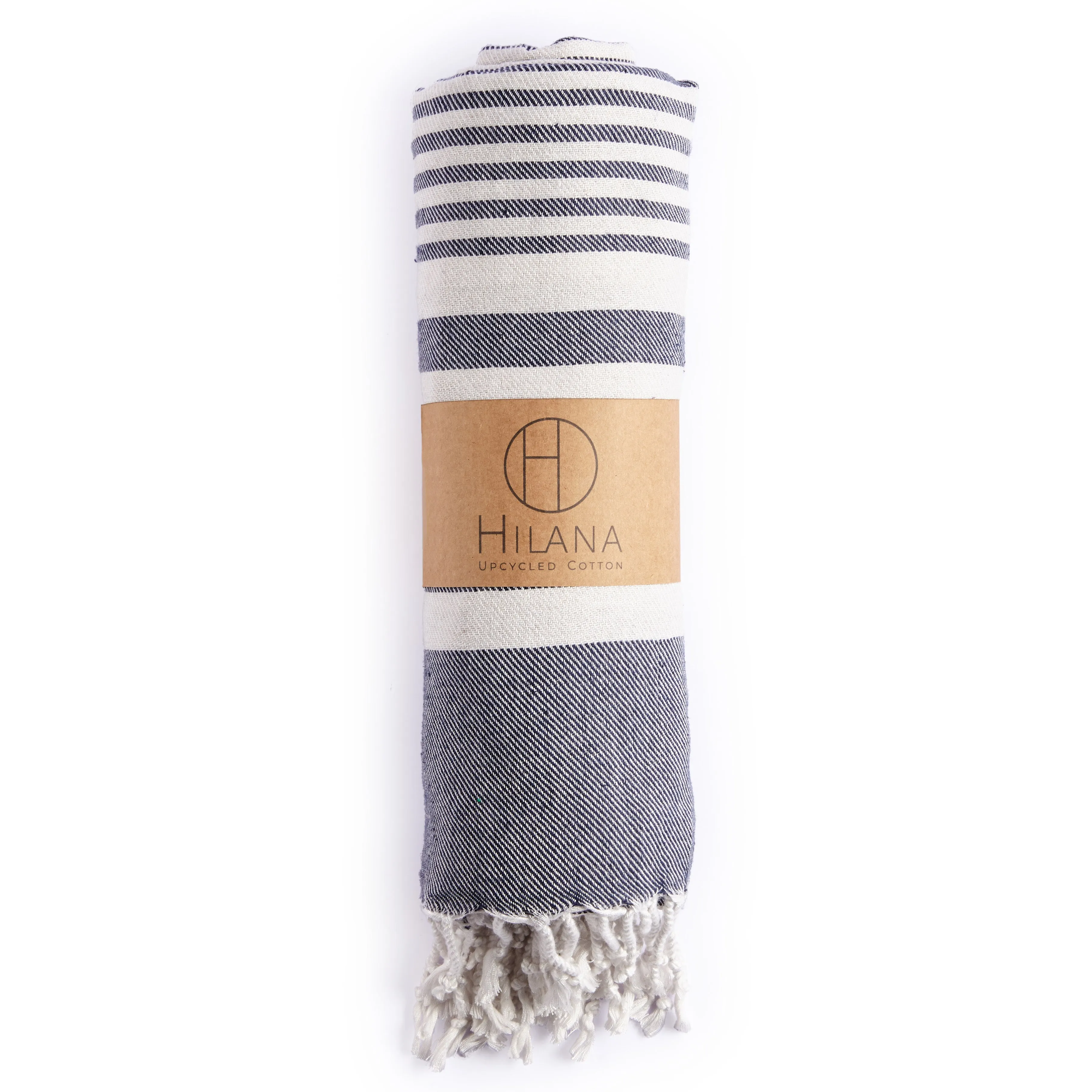 Fethiye Striped Blanket Throw - Blue by Hilana Upcycled Cotton