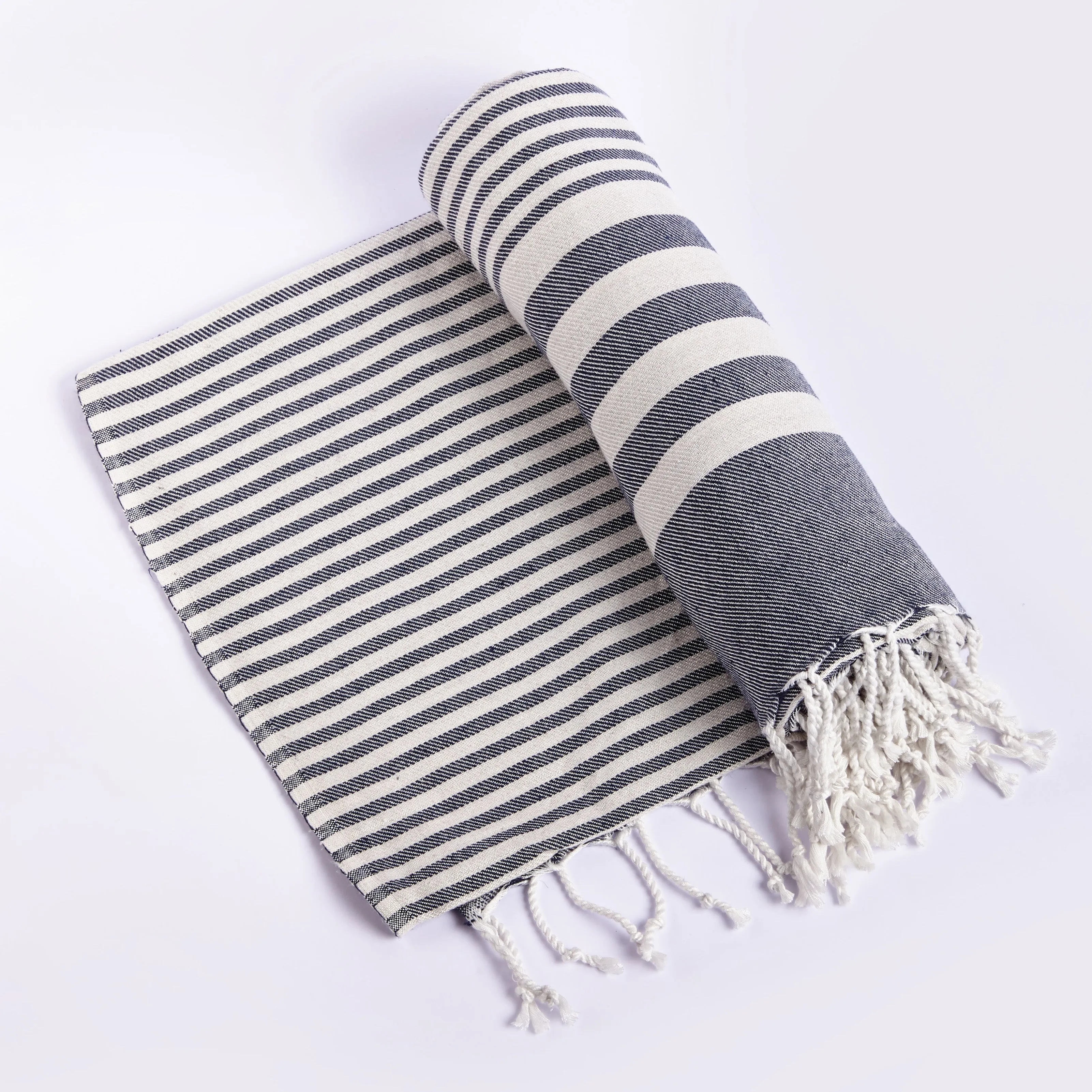 Fethiye Striped Blanket Throw - Blue by Hilana Upcycled Cotton