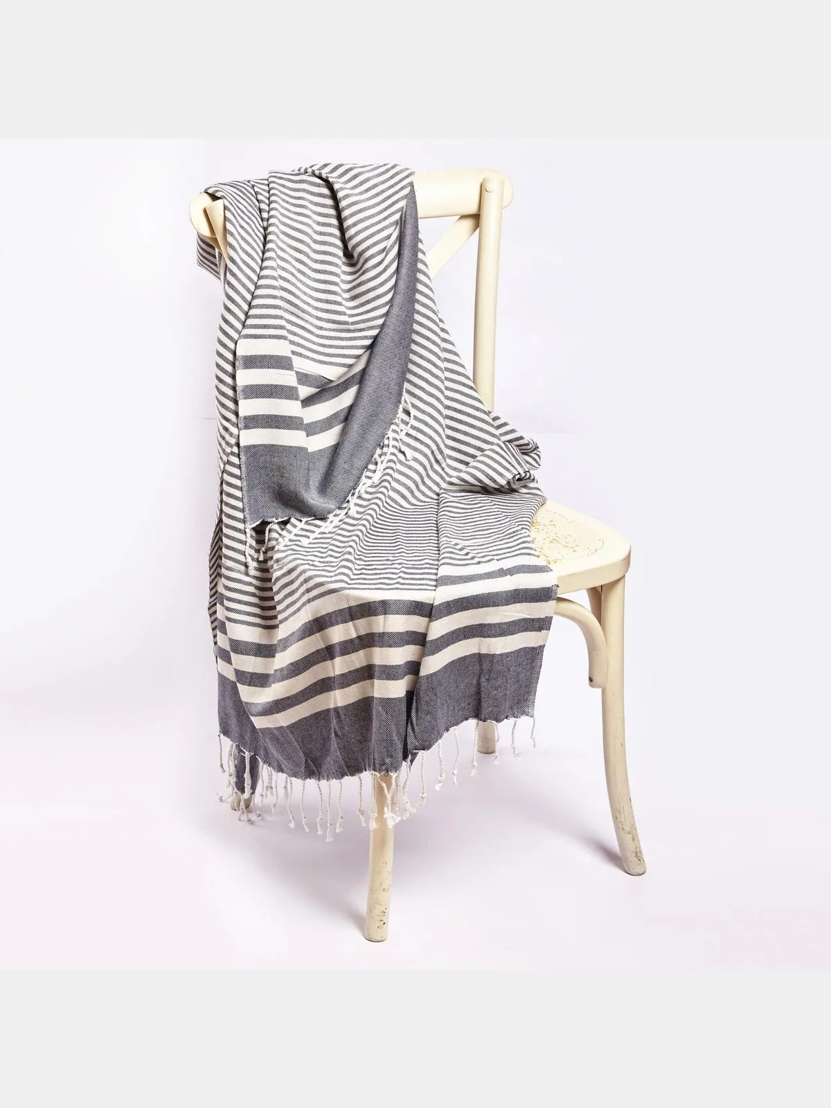 Fethiye Striped Blanket Throw - Blue
