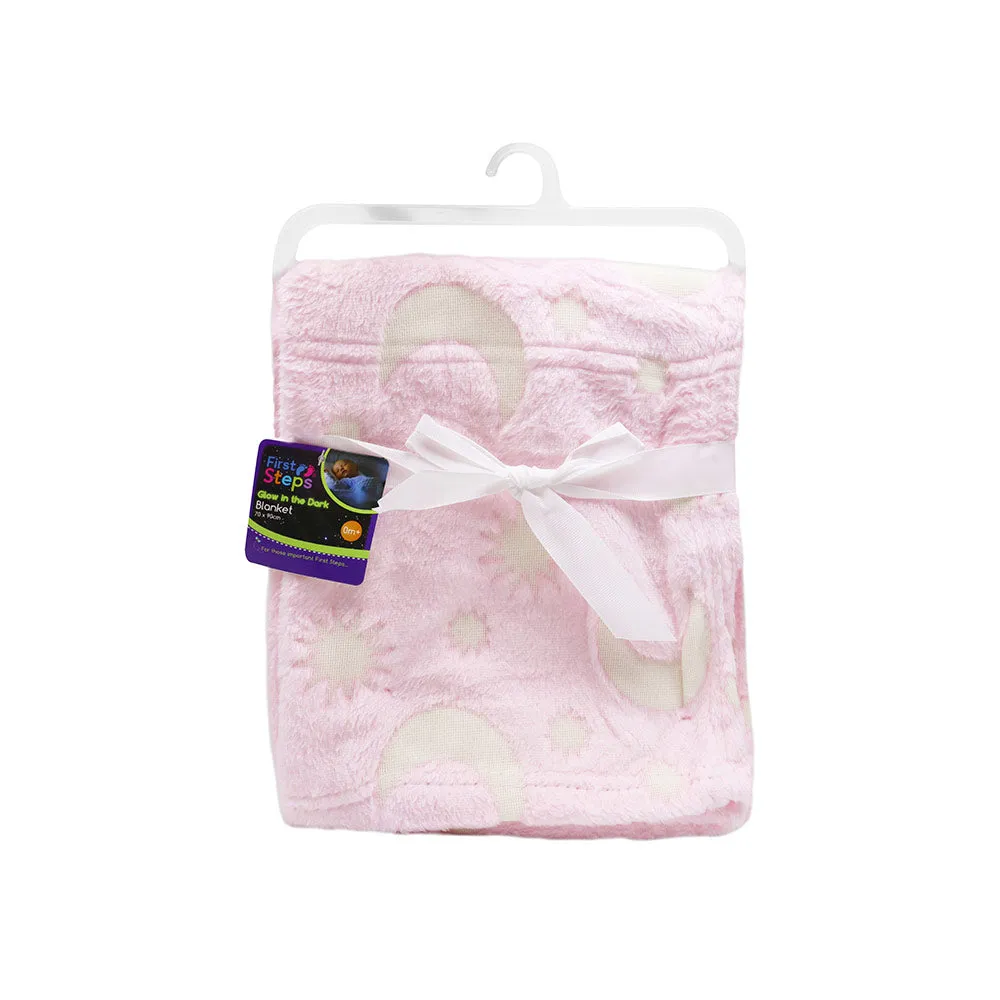 First Steps Glow In The Dark Baby Blanket Pink 70x90cm