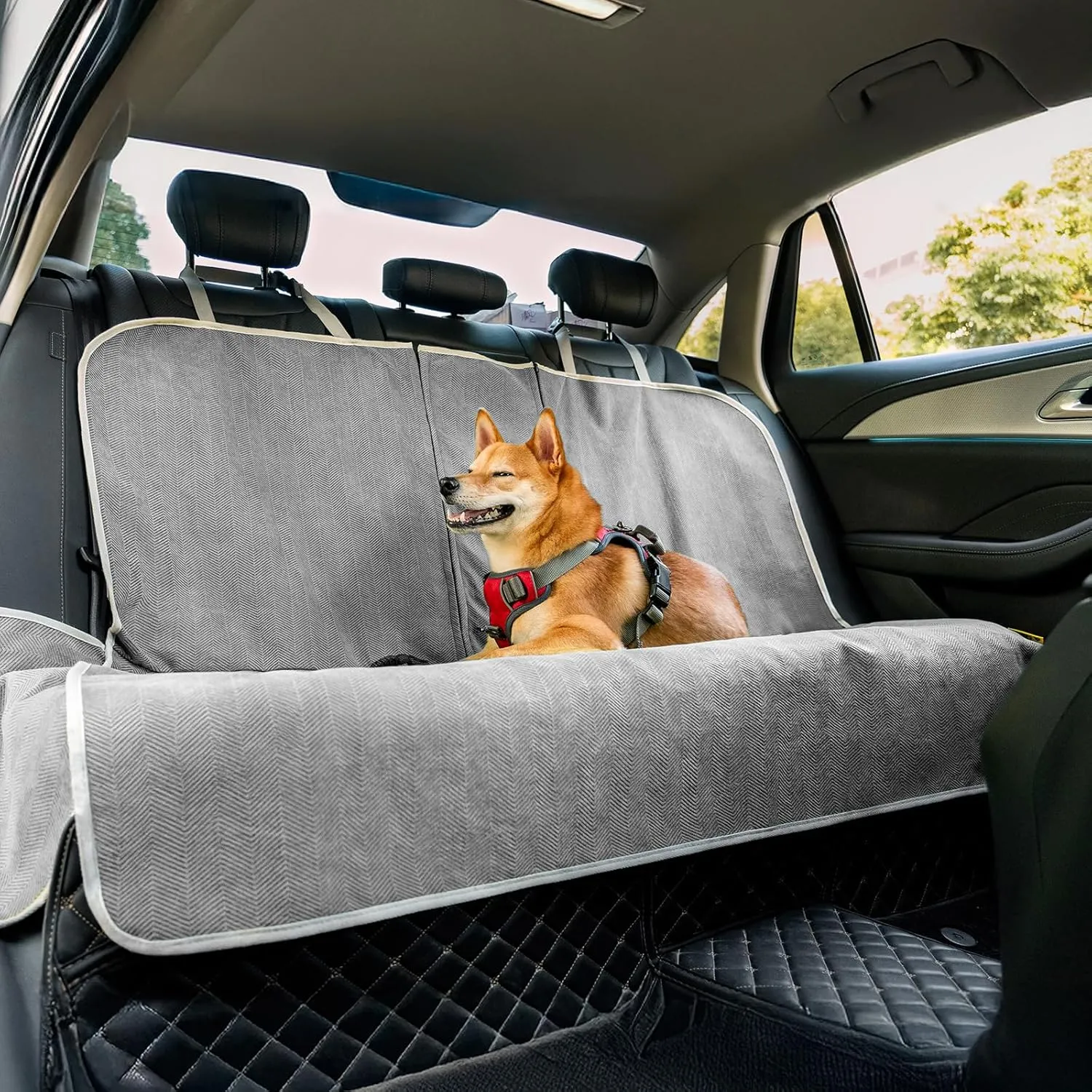 FUNNY FUZZY Dog Car Seat Cover for Back Seat, Waterproof, Scratchproof Car Seat Protector for Dogs Nonslip, Dog Back Seat Covers for Cars, Trucks and SUVs, Back Seat(18.1''W x 53''L22" H)