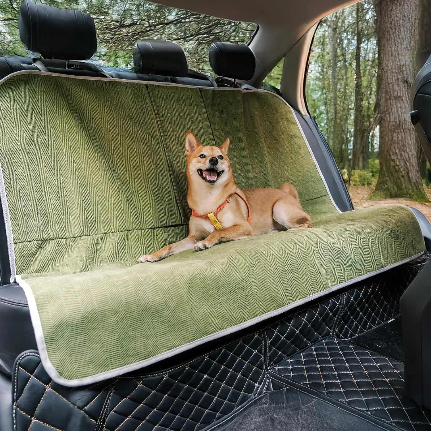 FUNNY FUZZY Dog Car Seat Cover for Back Seat, Waterproof, Scratchproof Car Seat Protector for Dogs Nonslip, Dog Back Seat Covers for Cars, Trucks and SUVs, Back Seat(18.1''W x 53''L22" H)