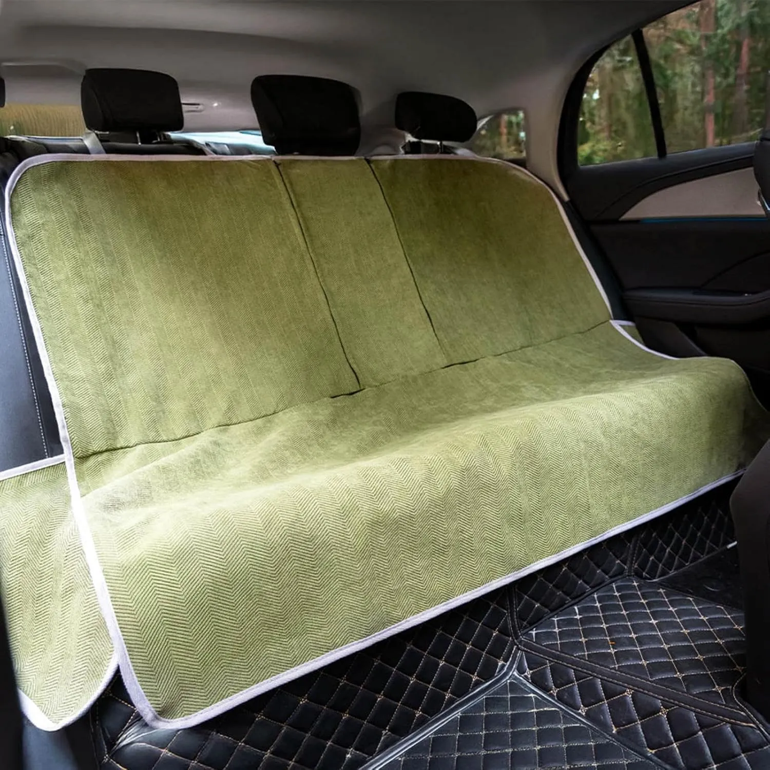 FUNNY FUZZY Dog Car Seat Cover for Back Seat, Waterproof, Scratchproof Car Seat Protector for Dogs Nonslip, Dog Back Seat Covers for Cars, Trucks and SUVs, Back Seat(18.1''W x 53''L22" H)
