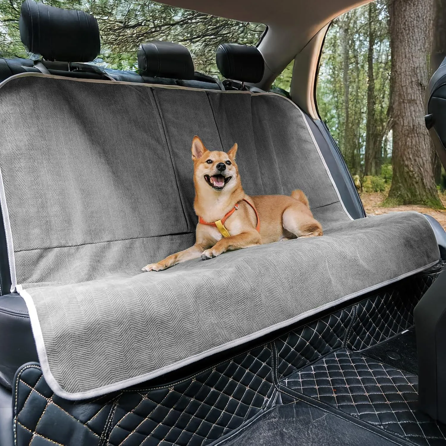 FUNNY FUZZY Dog Car Seat Cover for Back Seat, Waterproof, Scratchproof Car Seat Protector for Dogs Nonslip, Dog Back Seat Covers for Cars, Trucks and SUVs, Back Seat(18.1''W x 53''L22" H)