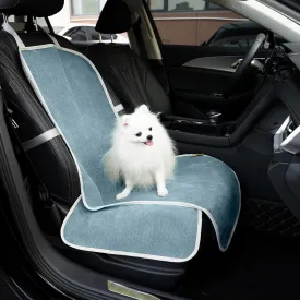 FUNNYFUZZY Chenille Dog Car Seat Cover for Pets, Waterproof Car Seat Protector with Nonslip Bottom, Scratchproof Soft Dog Seat Cover for Car, Truck and SUV, Front Seat(Blue, 17.7''W x 18.1''L21.3"H)